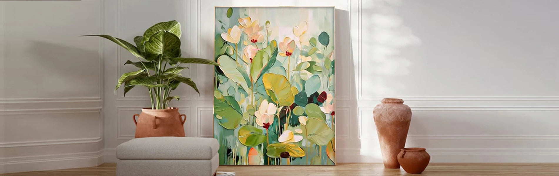 Colorful Canvas Painting Acrylic Bright Wall Art Framed Warm Tone Canvas Art