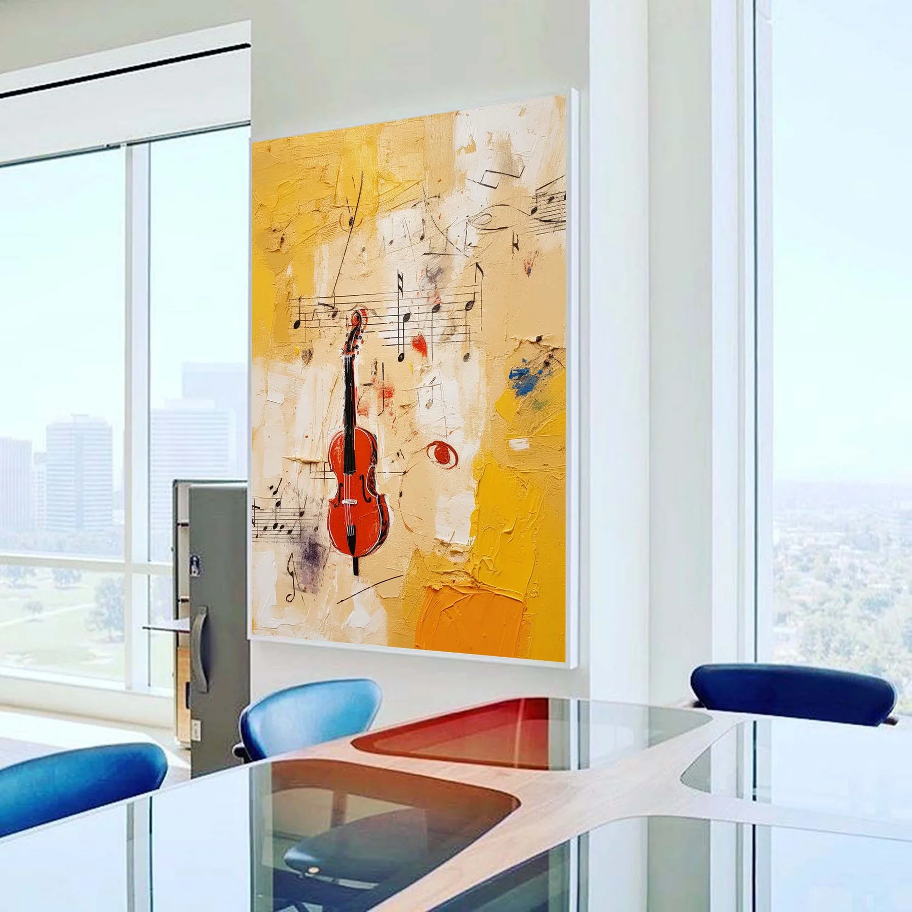 Abstract Music Notes Painting Acrylic Notes Canvas Wall Art For Living Room Decor