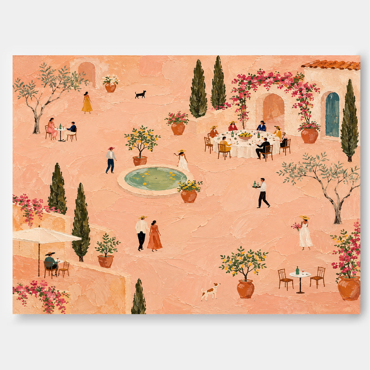 Romantic Vintage Tuscan Villa Painting Textured Minimalist Decor