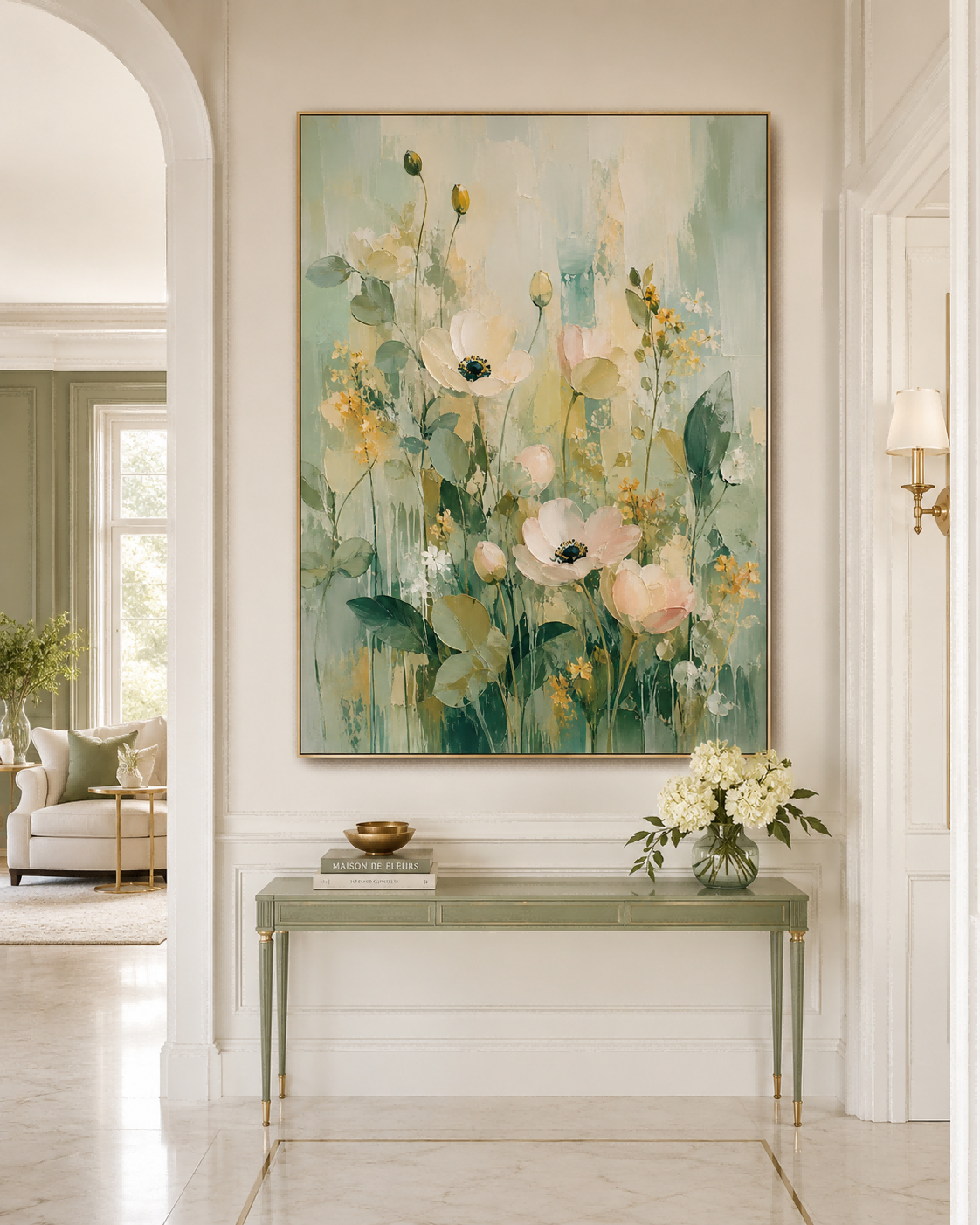 Modern Abstract Impasto Flower Painting With Organic Textures And Pastel Colors