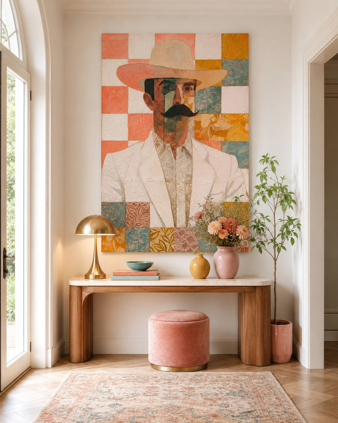Vintage Inspired Cowboy Art With Textured Canvas And Earthy Tones For Home Office
