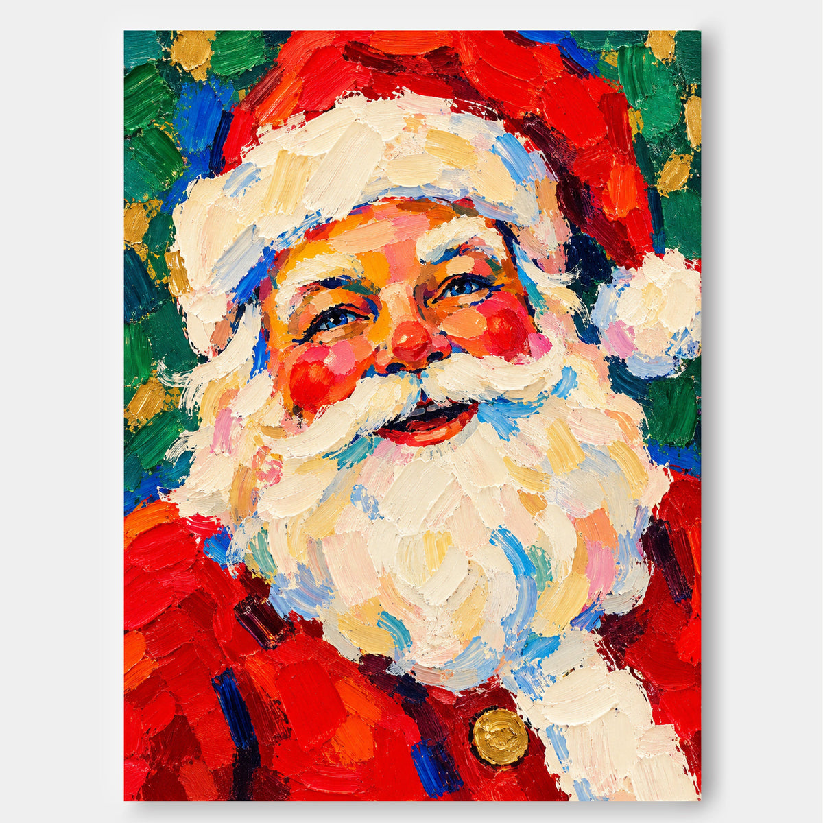 Modern Abstract Santa Painting In Retro Naive Art Style