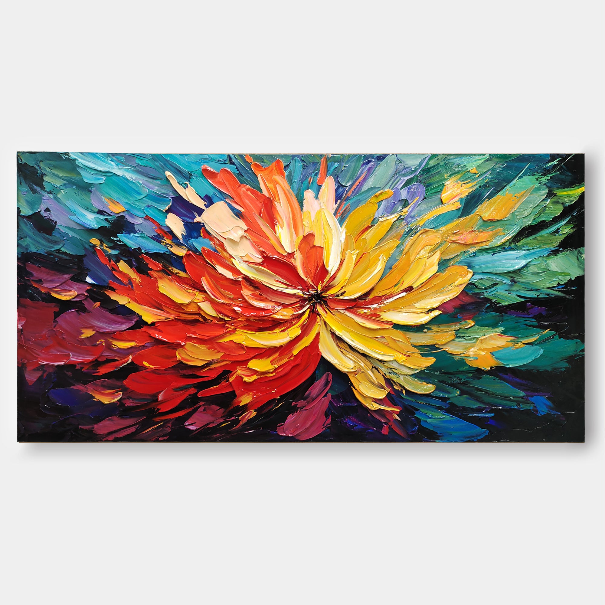 Modern Flower Wall Art Large Textured Colorful Floral Abstract Painting Original Palette Knife Painting