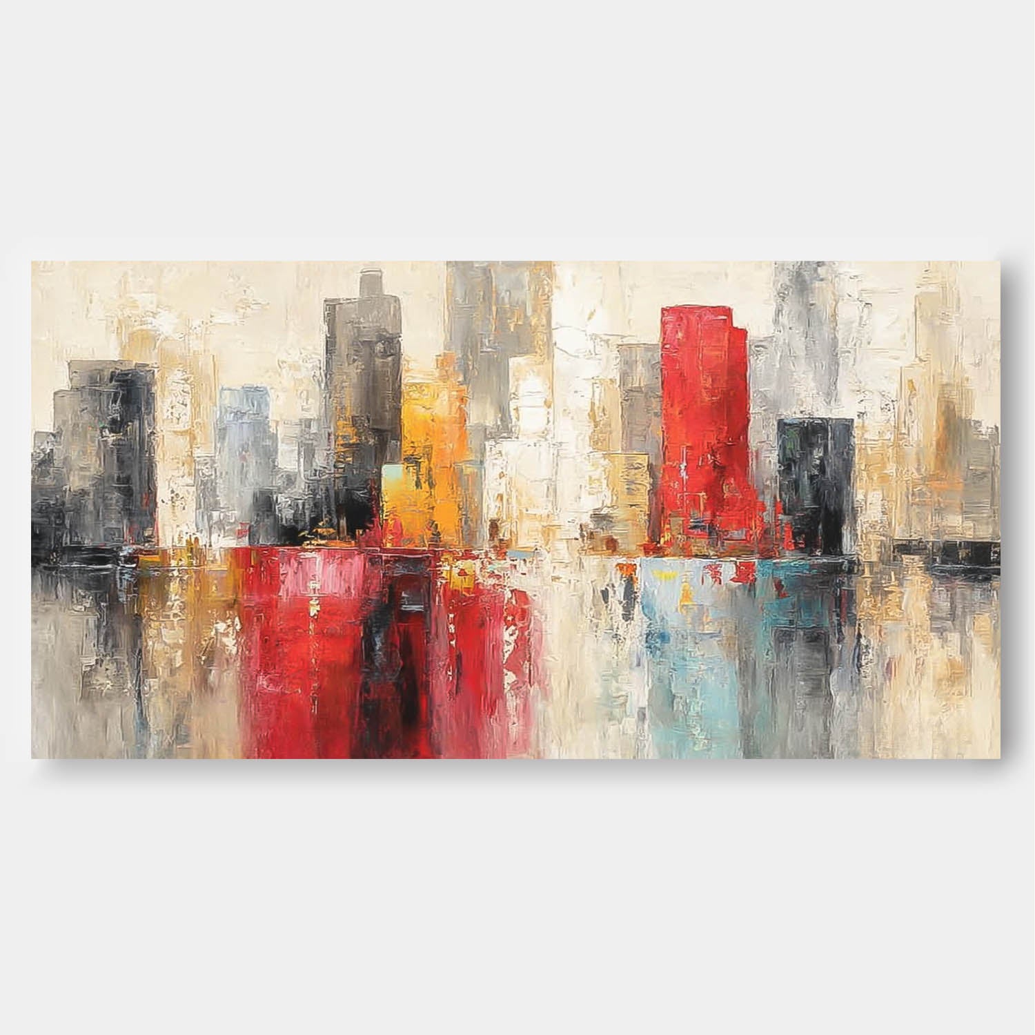 Original City Wall Art Colorful Texture Abstract Oil Painting Big Canvas Artwork Modern Acrylic Painting