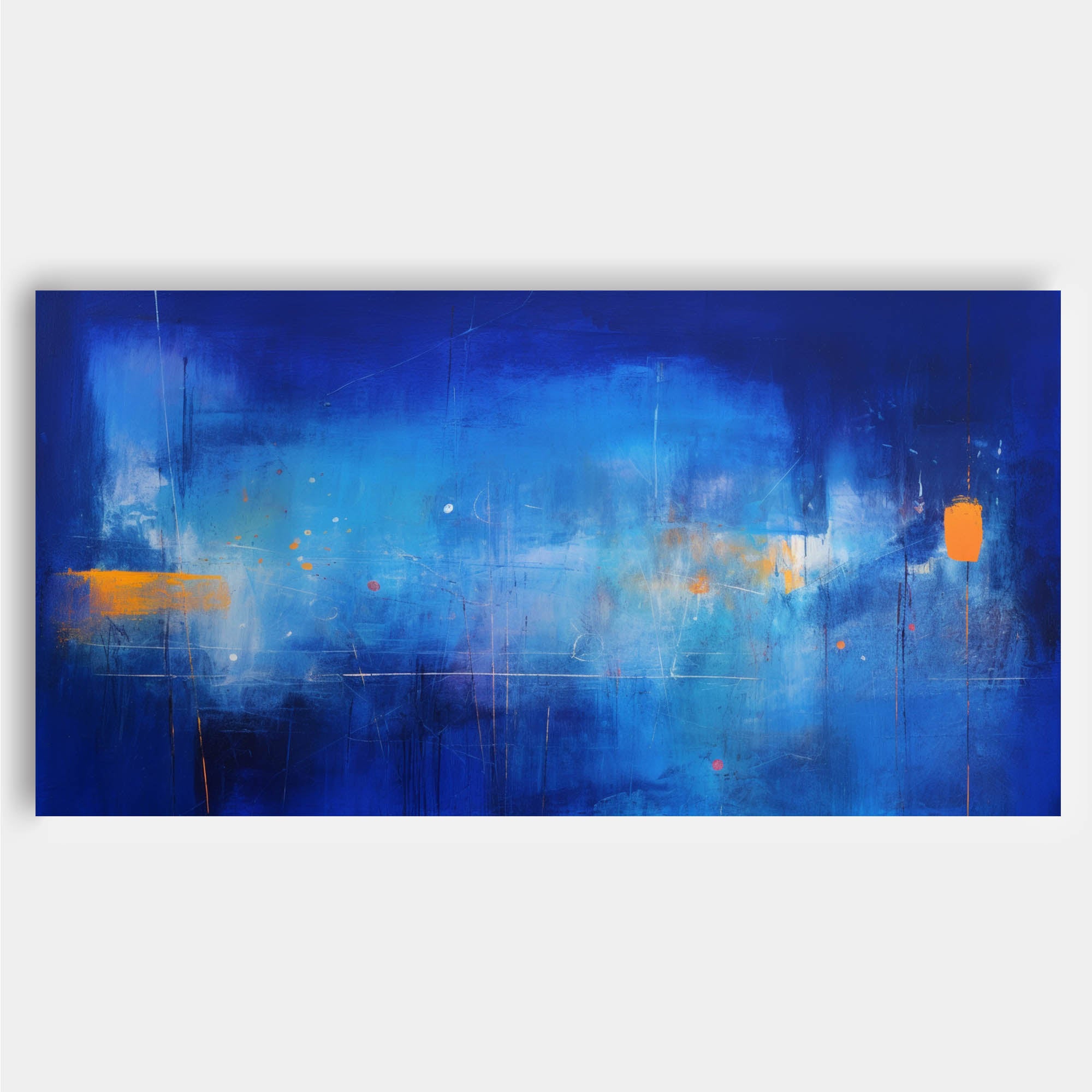 Large Bright Blue Acrylic Painting Original Oil Painting On Canvas Modern Abstract Living Room Wall Art