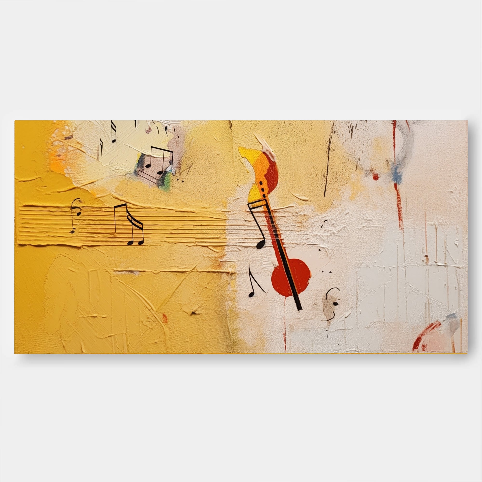 Textured Original Oil Painting On Canvas Vibrant Yellow Acrylic Painting Large Modern Abstract Note Living Room Wall Art