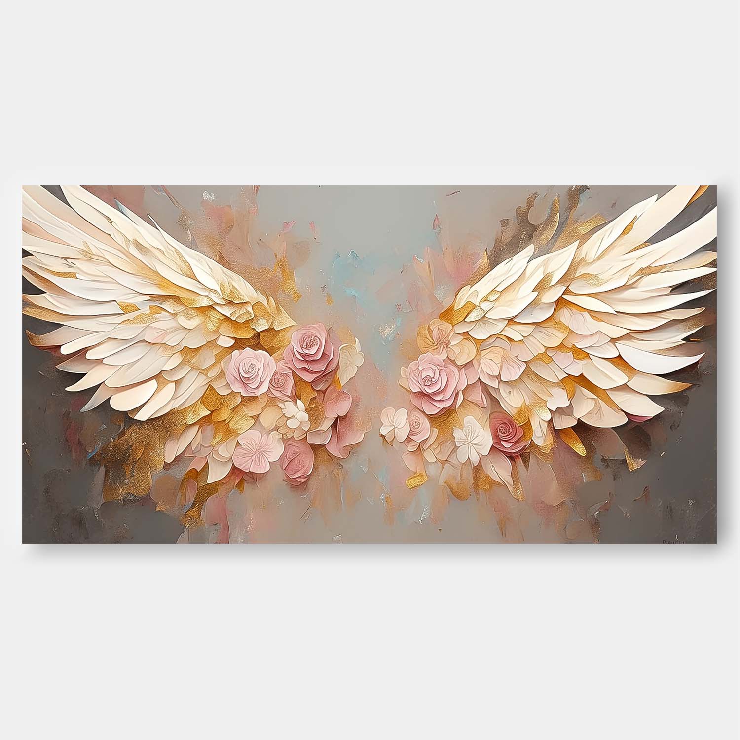 Big Abstract Angel Wing Flowers Oil Painting On Canvas Original Wing Art Boho Wall Decor Modern Wall Art