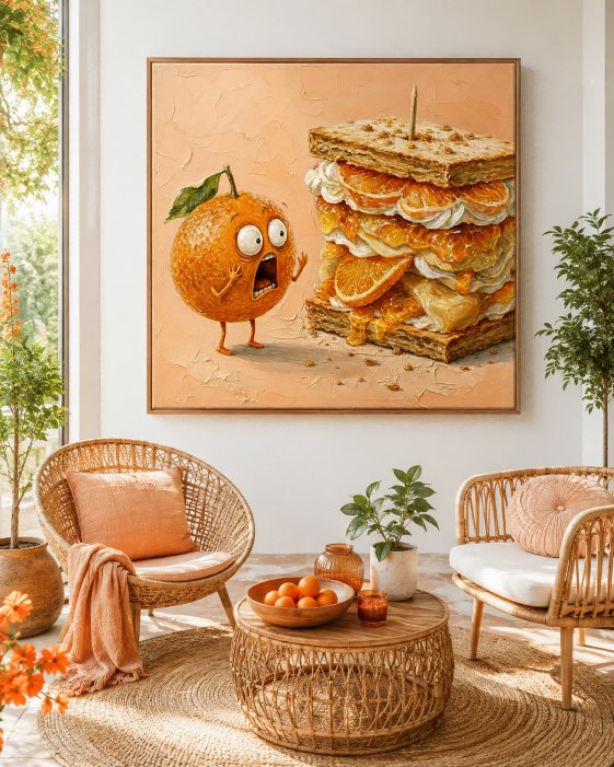 Surreal Pop Art Canvas Featuring Anthropomorphic Fruit And Sweet Treats
