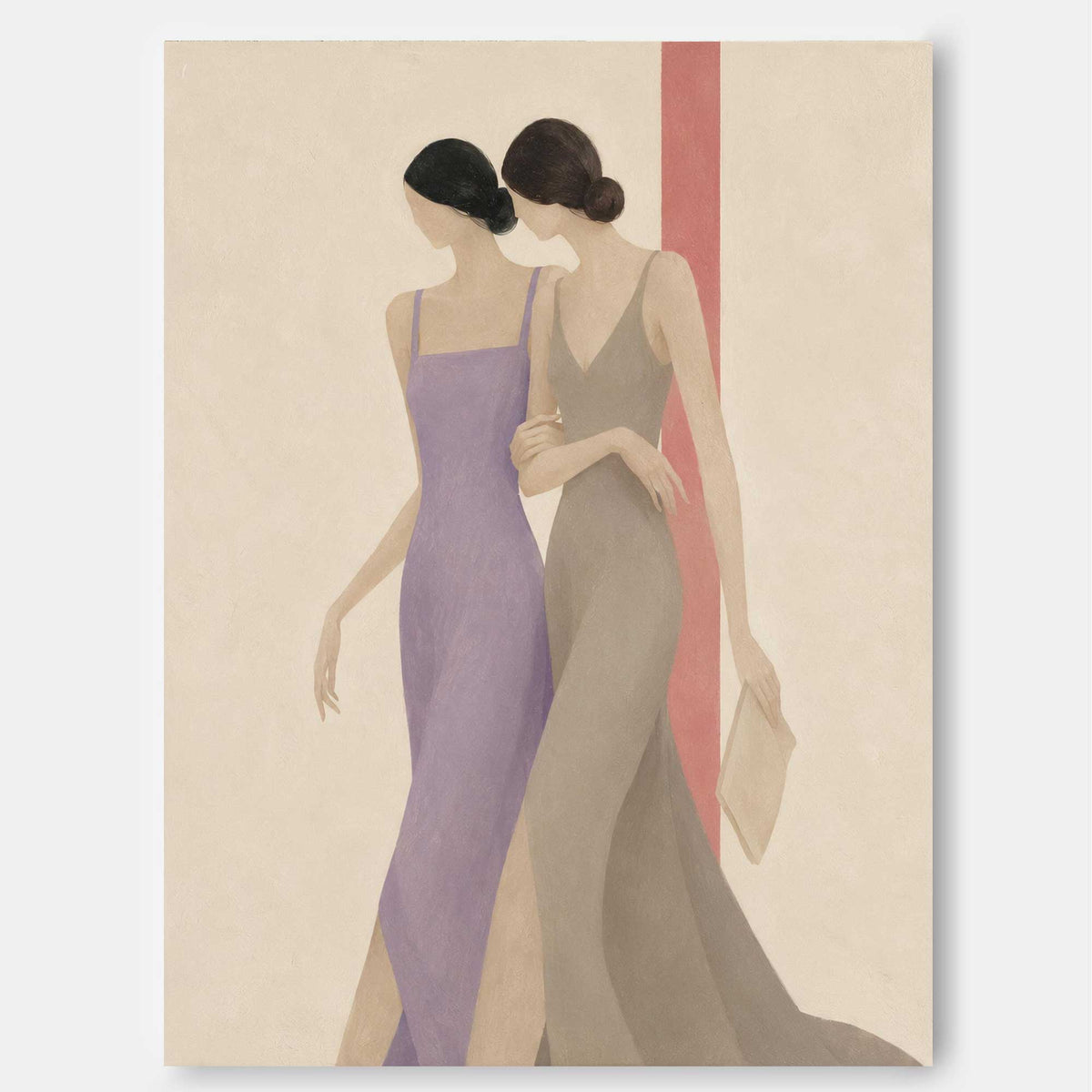Minimalist Geometric Figure Painting In Morandi Colors Original Handmade Artwork
