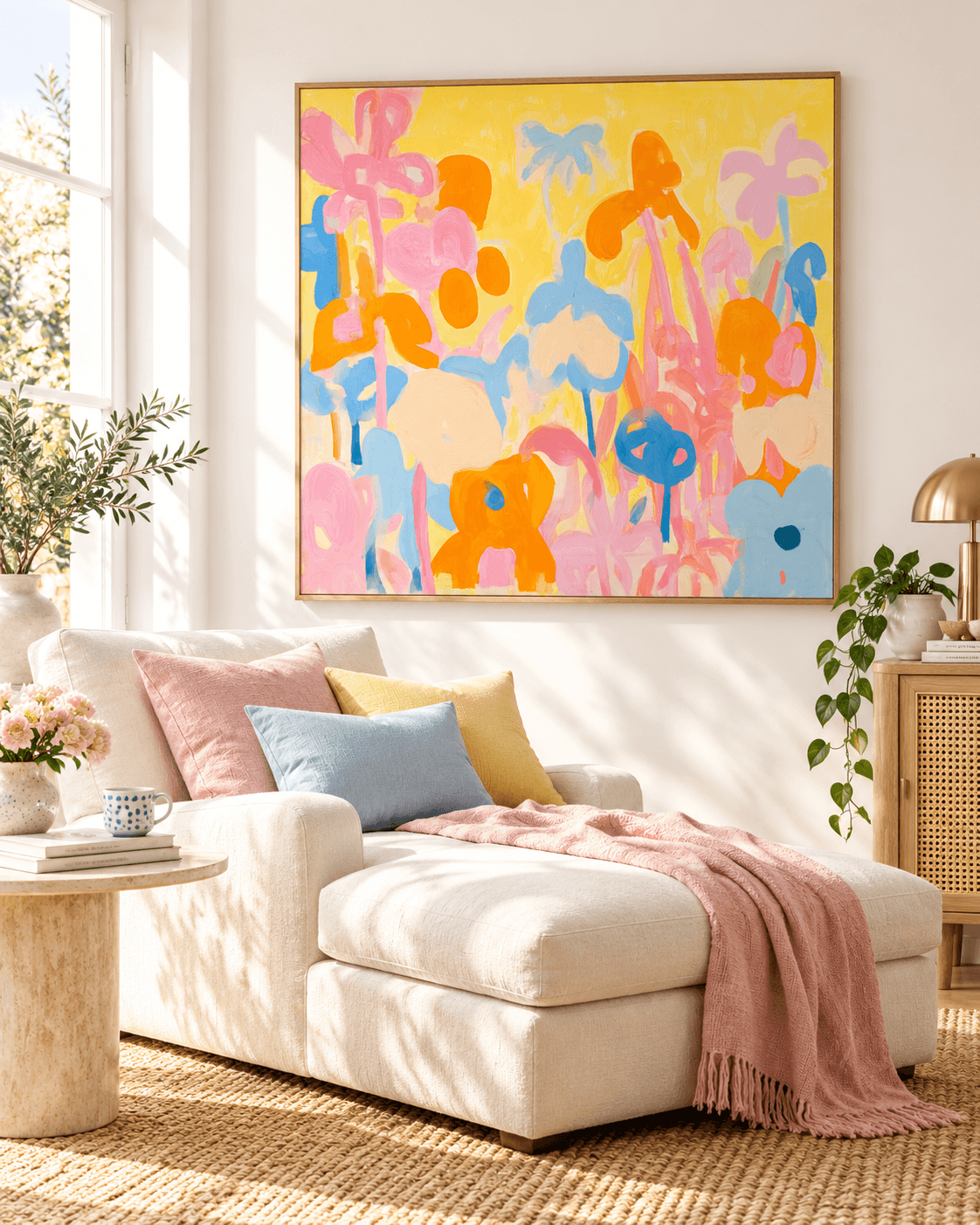 Cheerful Abstract Art In Macaron Palette For Contemporary Interior Design
