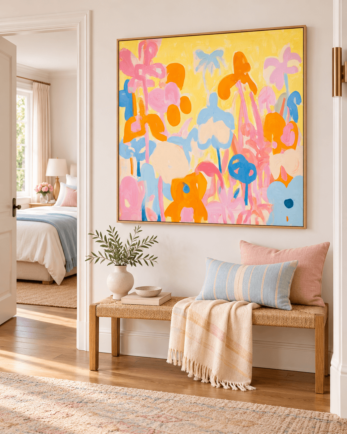 Cheerful Abstract Art In Macaron Palette For Contemporary Interior Design
