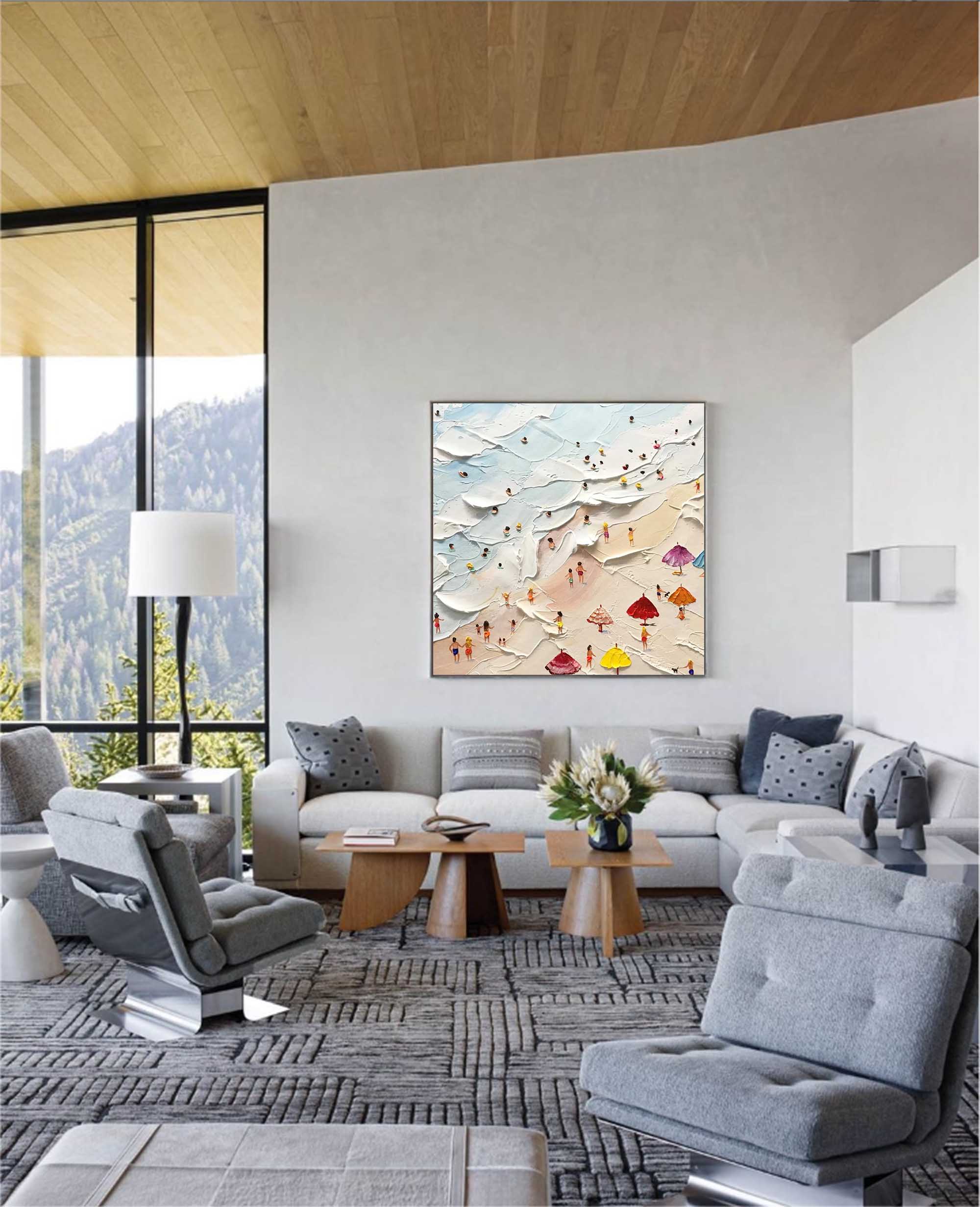 Sea And Beach Oil Painting Original Abstract Seascape Art Oil Painting On Canvas Bedroom Wall Decor