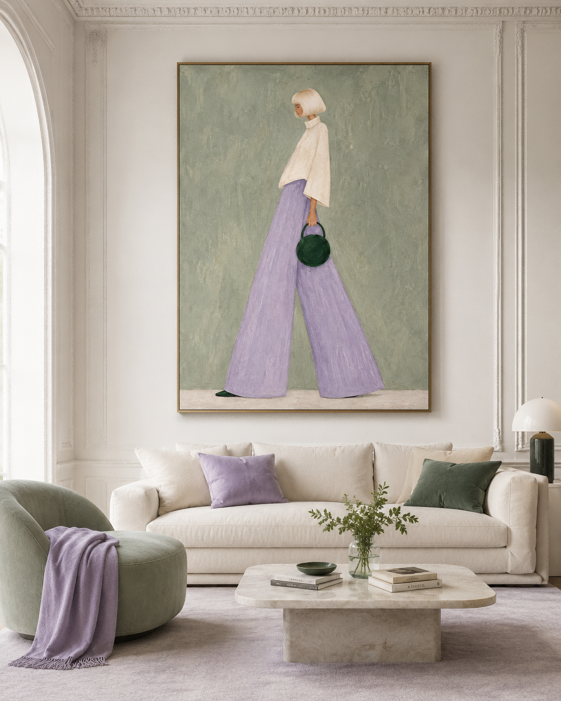 Abstract Modern Art Painting With Textured Brushwork And Feminine Elegance