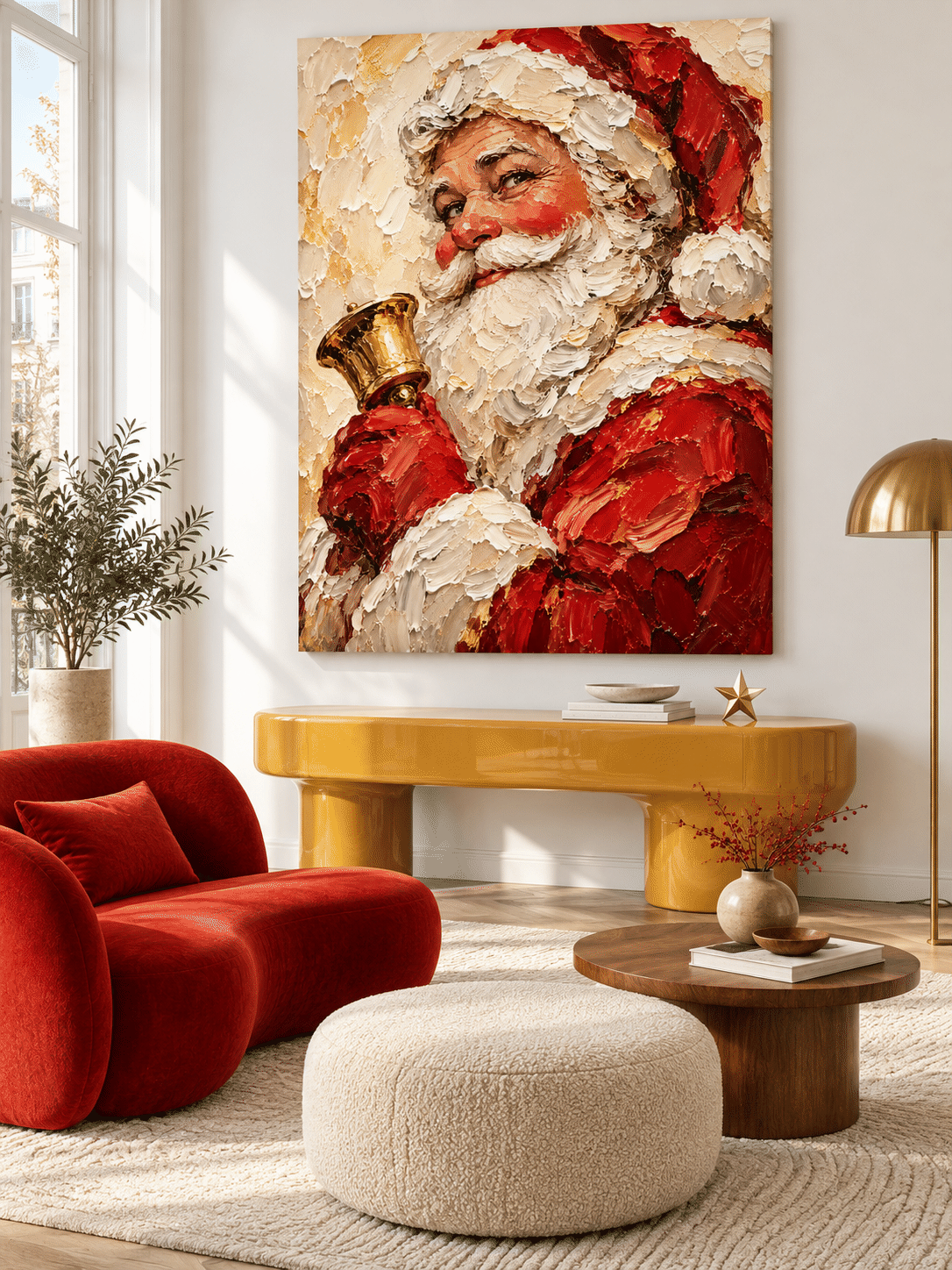Impressionist Textured Santa Art Modern Holiday Decor Gift Idea