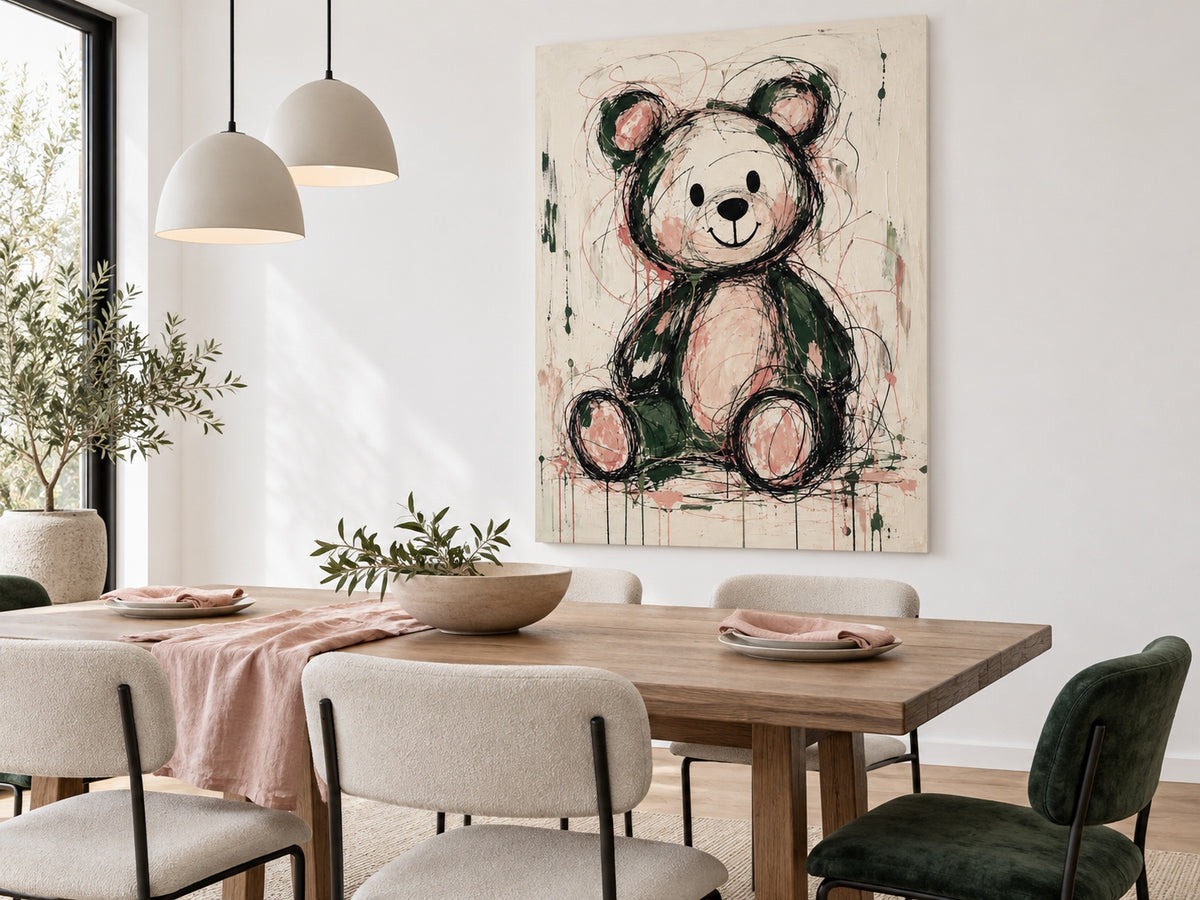 Modern Graffiti Wall Art For Kids Room Nursery With Cute Bear
