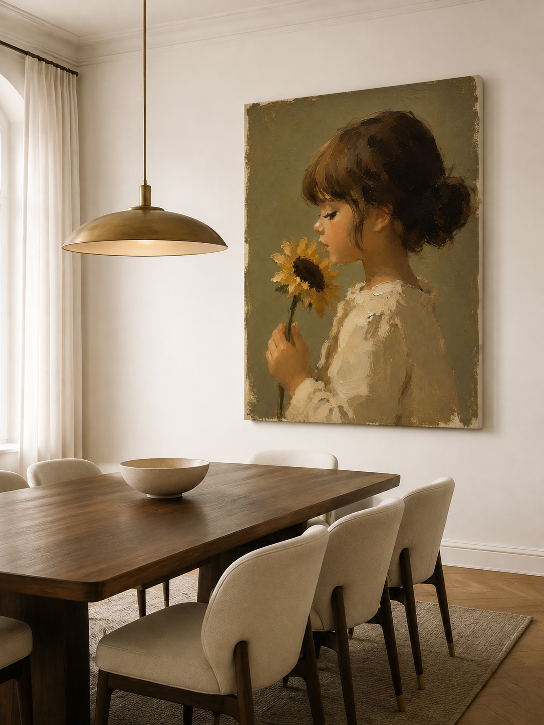 Modern Impasto Oil Painting With Olive Green Background Modern Impasto Oil Painting With Olive Green Background