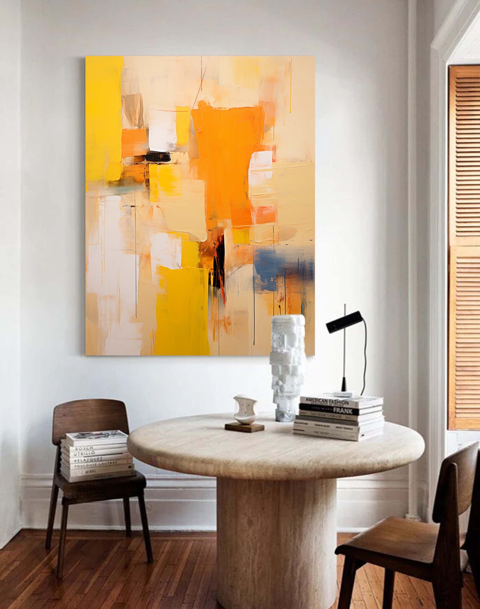 Large Abstract Wall Art Modern Bright Yellow Acrylic Painting On Canvas Original Oil Painting Living Room Decor