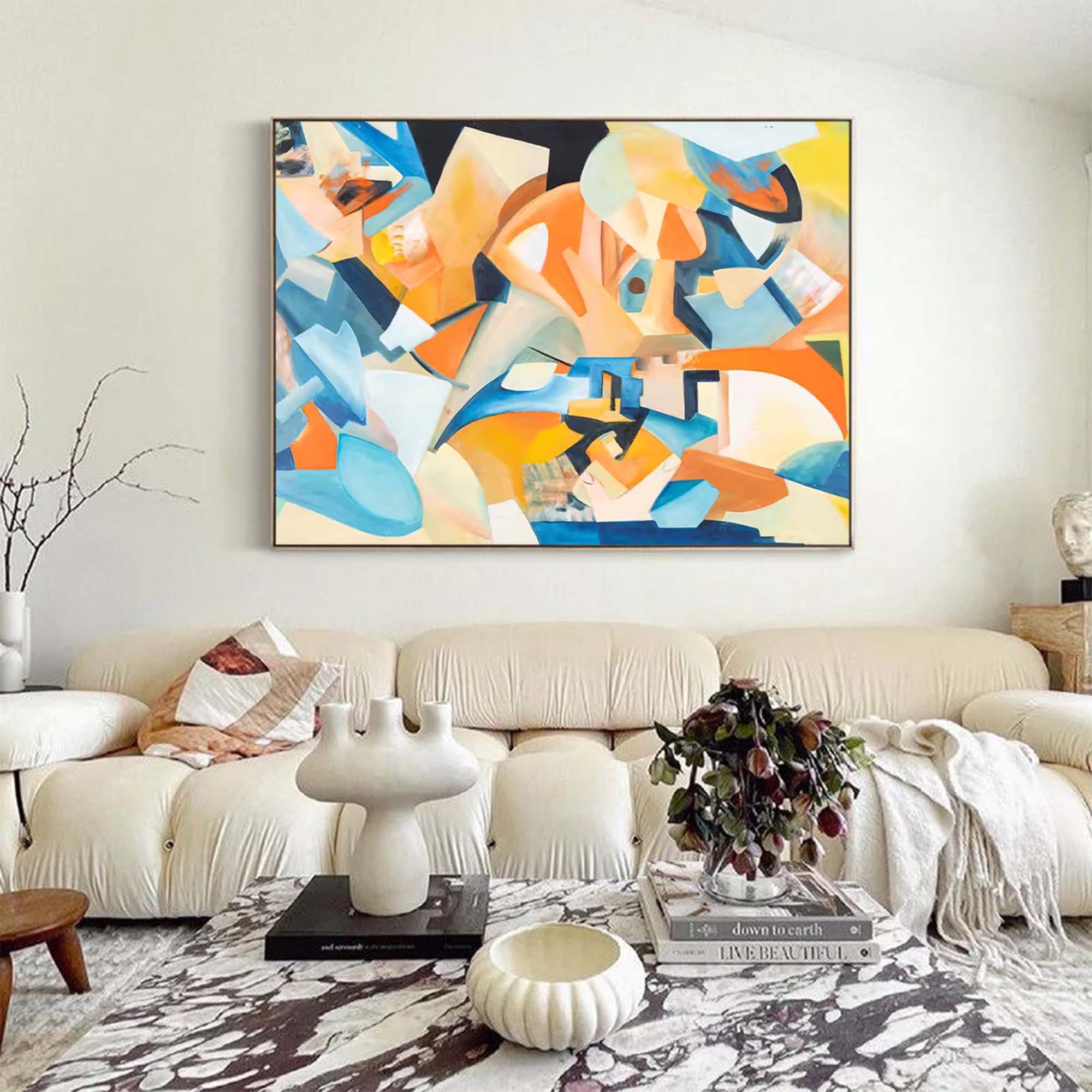 Original Abstract Oil Painting On Canvas Geometric Painting Living Room Wall Art Decor