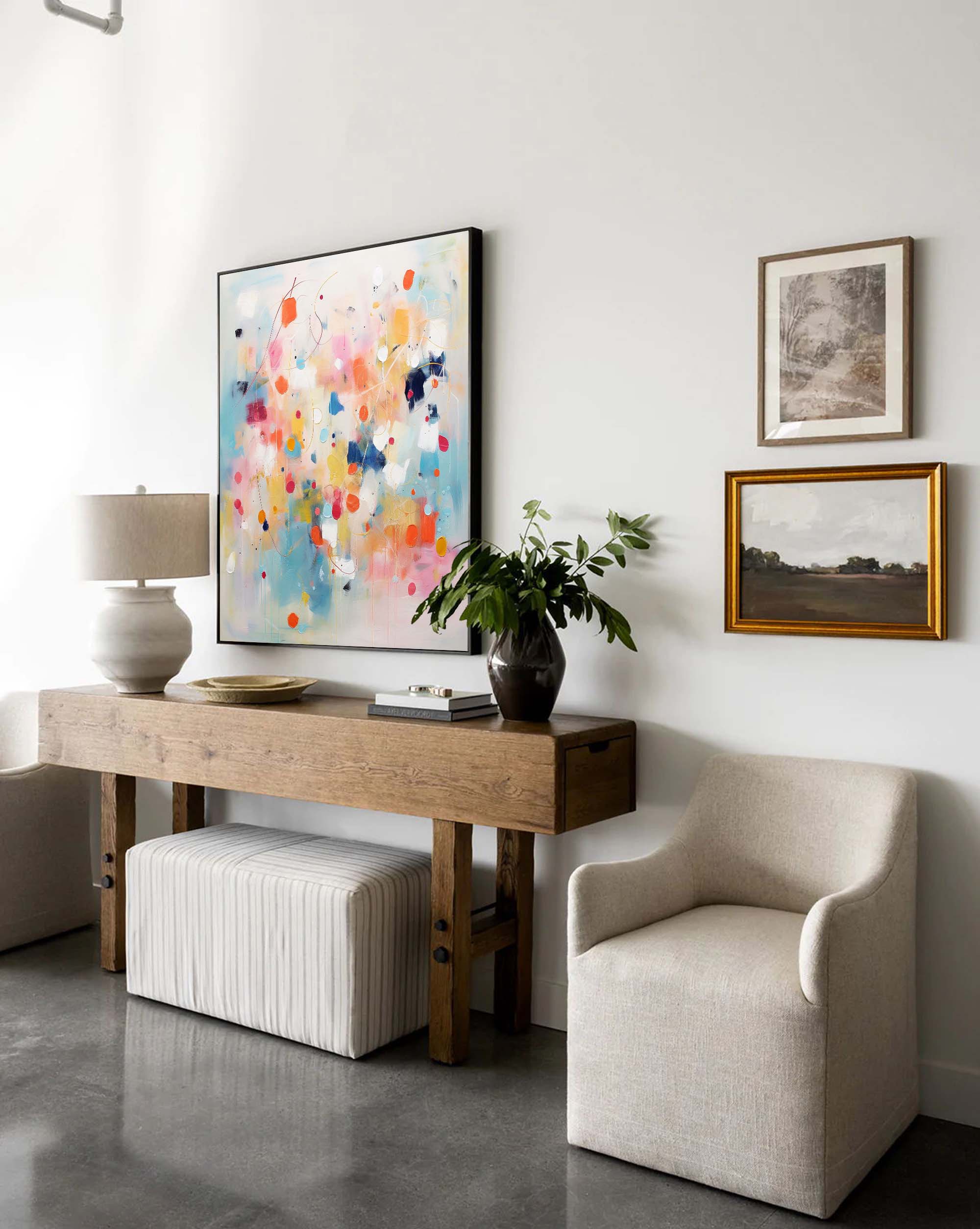 Large Acrylic Painting Wall Art Bright Colorful Original Abstract Oil Painting Modern Living Room Art For Sale