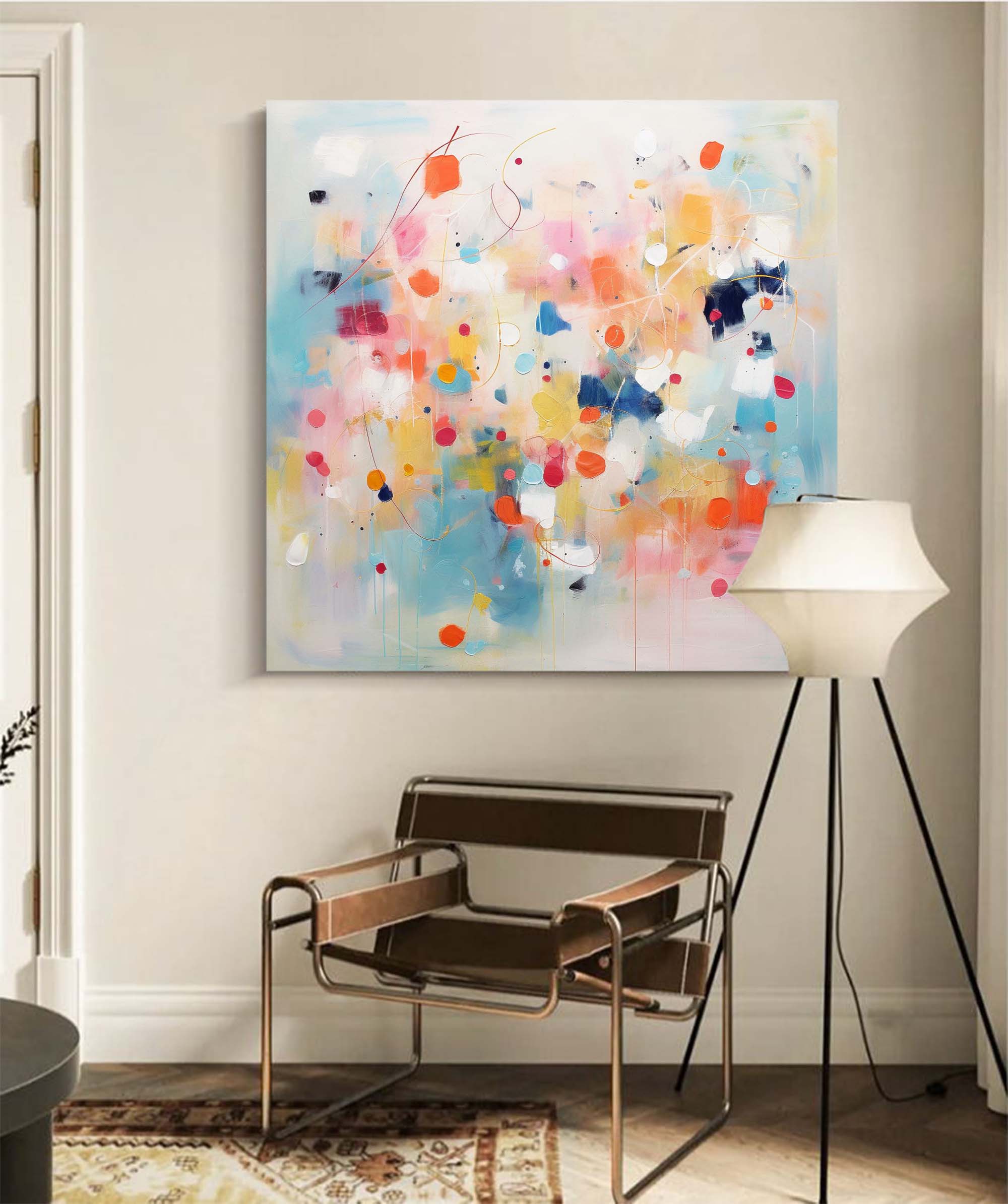 Large Acrylic Painting Wall Art Bright Colorful Original Abstract Oil Painting Modern Living Room Art For Sale