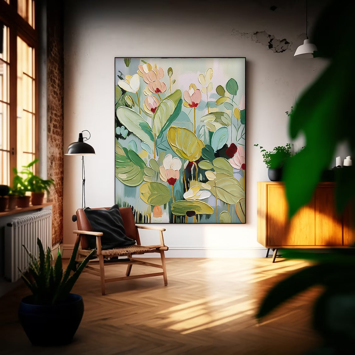 Extra Large Textured Abstract Flower Oil Paintings Floral Acrylic Paintings Floral Wall Art Spring Artwork Framed