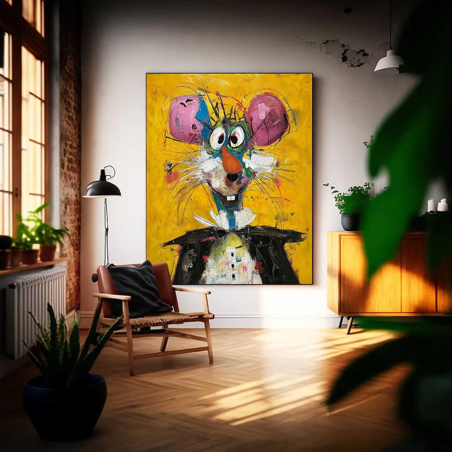 Cute Mouse Abstract Wall Art Large Acrylic Painting Impression Graffiti Animal Oil Painting Home Decor