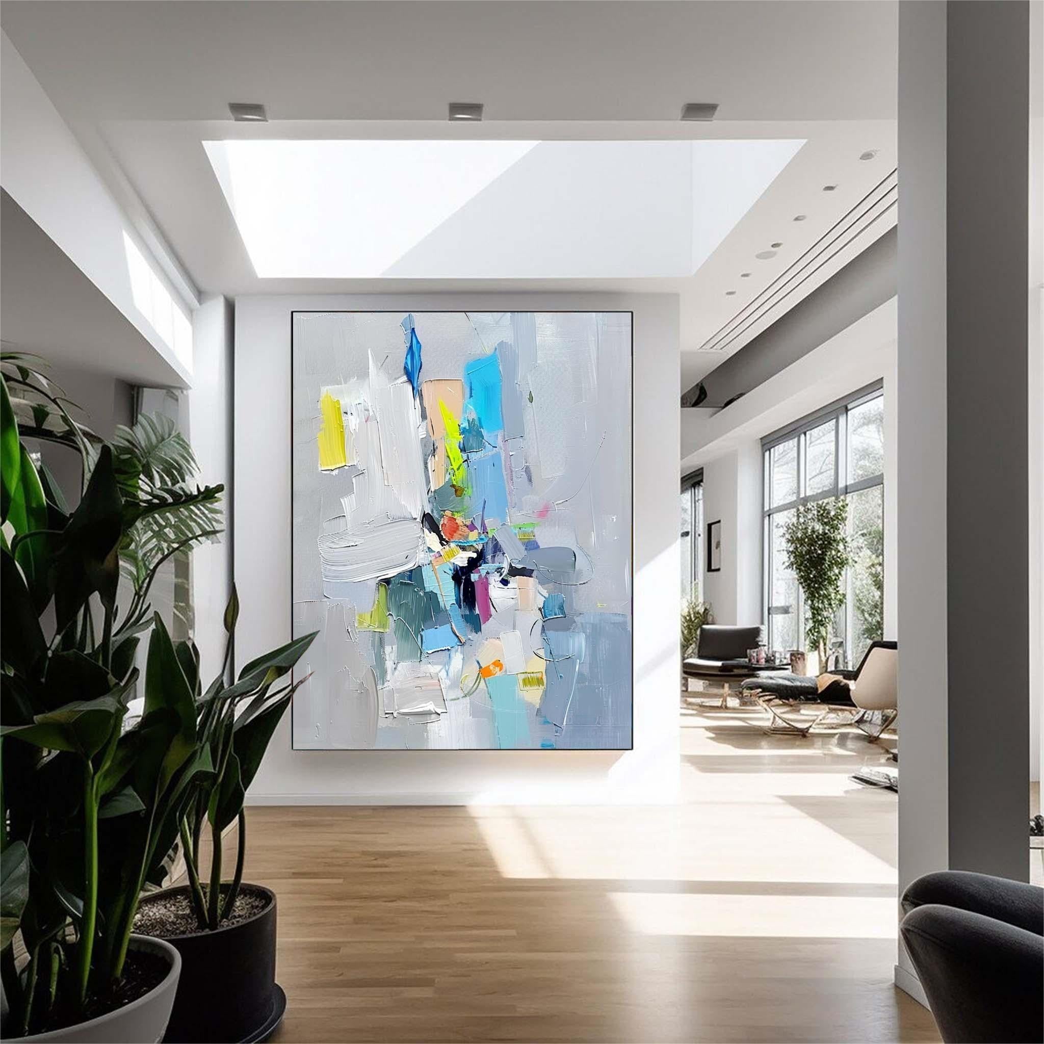 Gray And Blue Contemporary Abstract Art For Sale Large Texture Artwork Original Canvas Painting Home Decor