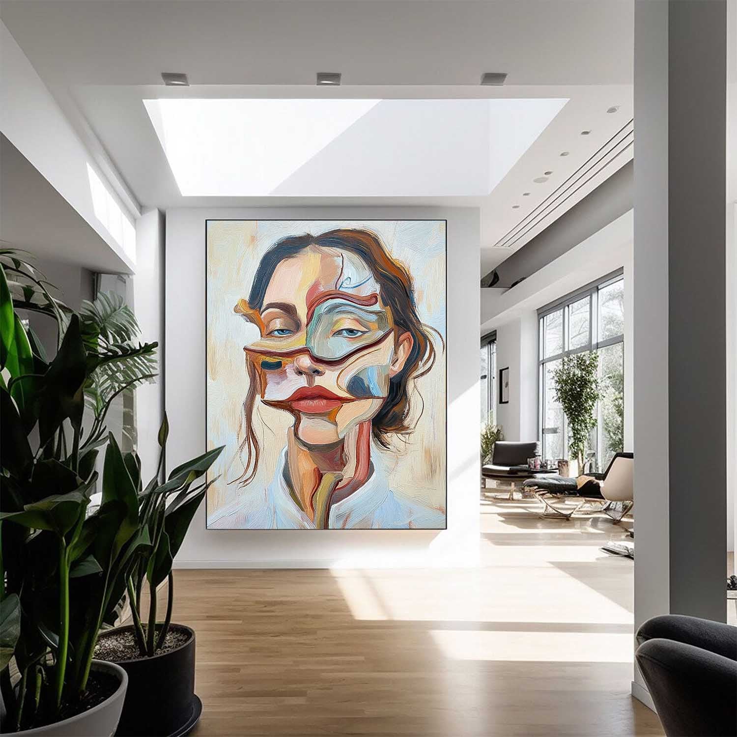 Original Texture Irregular Face Wall Art Coloful Modern Artwork Abstract Portrait Oil Painting On Canvas