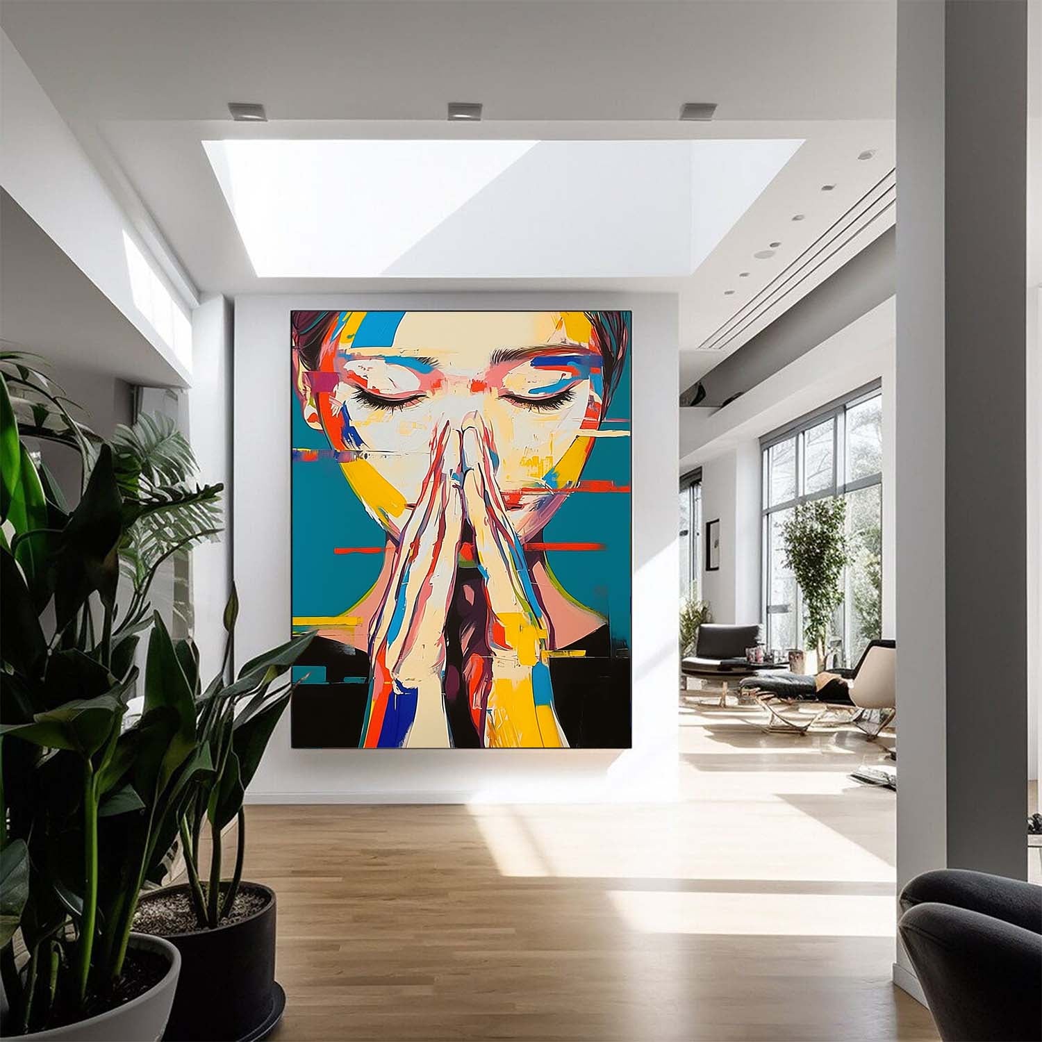 Original Beautiful Girl Painting Canvas Texture Portrait Large Beauty Lady Wall Art Woman Face Figurative Fashion Home Decor
