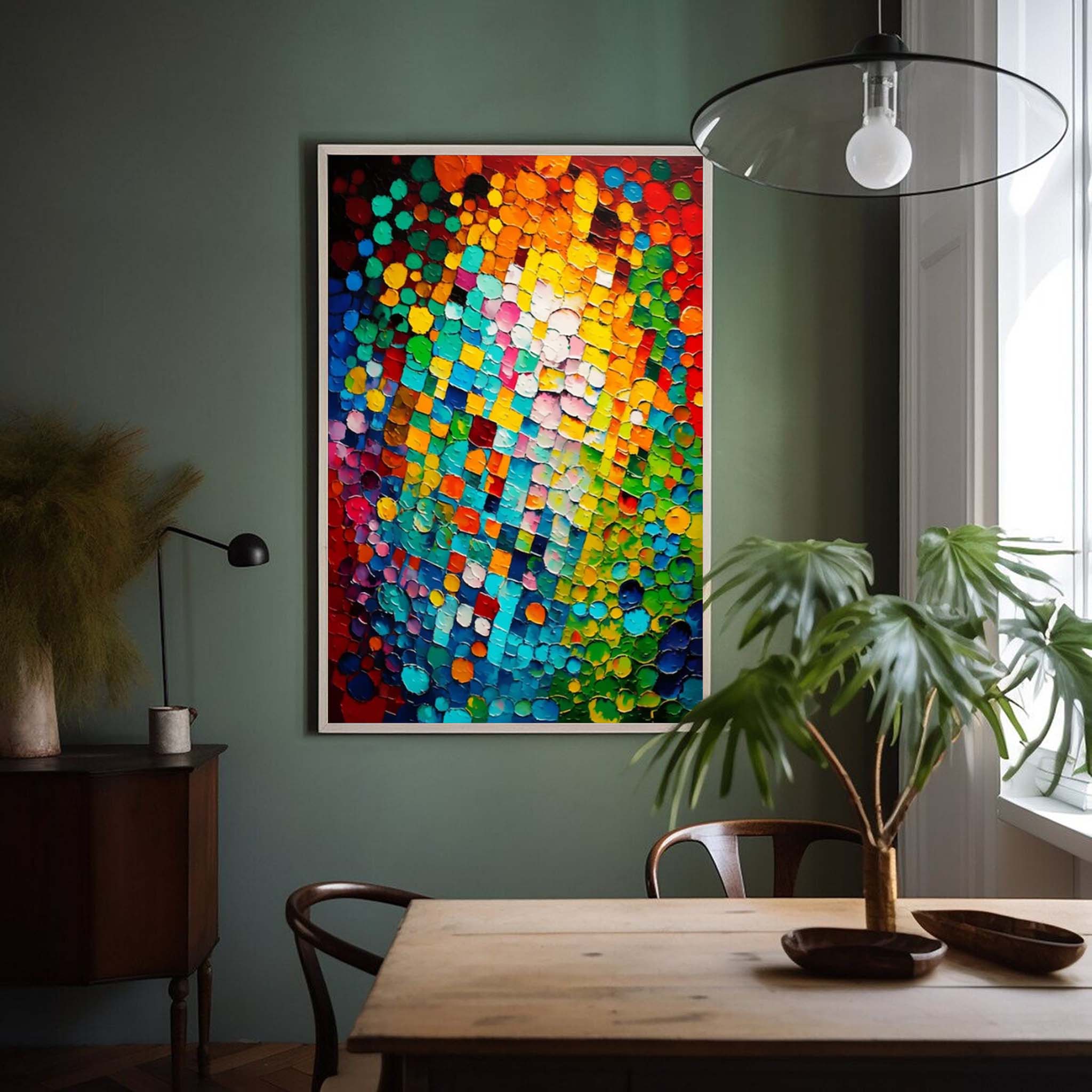 Bright Colorful Abstract Oil Painting on Canvas Modern Texture Wall Art Large Colorful Original Knife Painting Home Decor