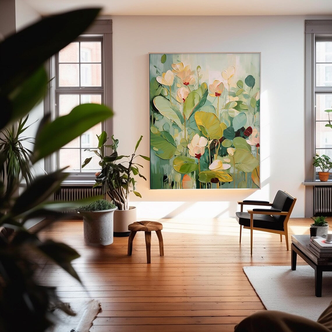 Extra Large Textured Abstract Flower Paintings Contemporary Floral Paintings Spring Painting Framed Floral Wall Art