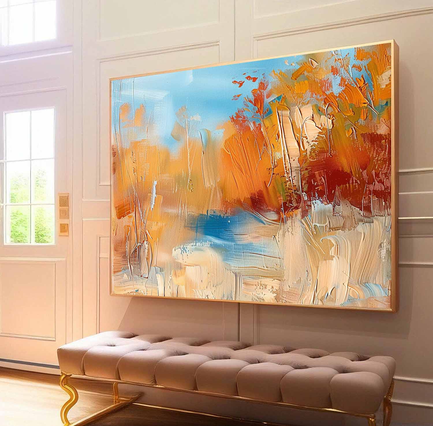 Color Abstract Landscape Oil Painting On Canvas Framed Texture High Quality Wall Art Original Scenery Artwork