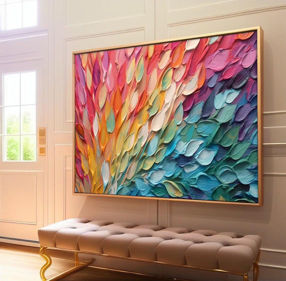 Original Texture Petal Oil Painting On Canvas Large Colorful Acrylic Painting Modern Abstract Artwork