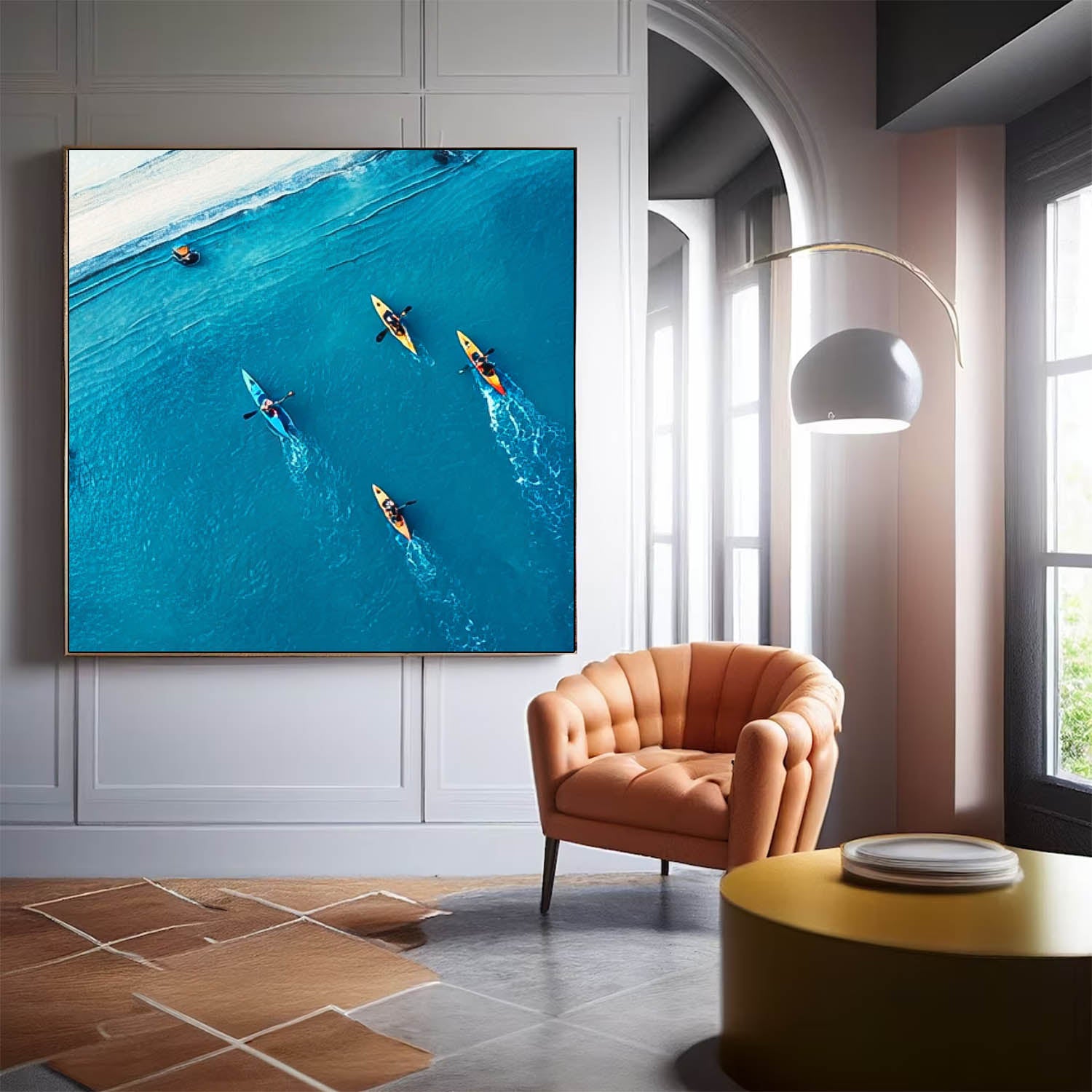 Boat Seascape Landscape Impasto painting Original Rowing Boats oil painting Impressionism Coastal artwork