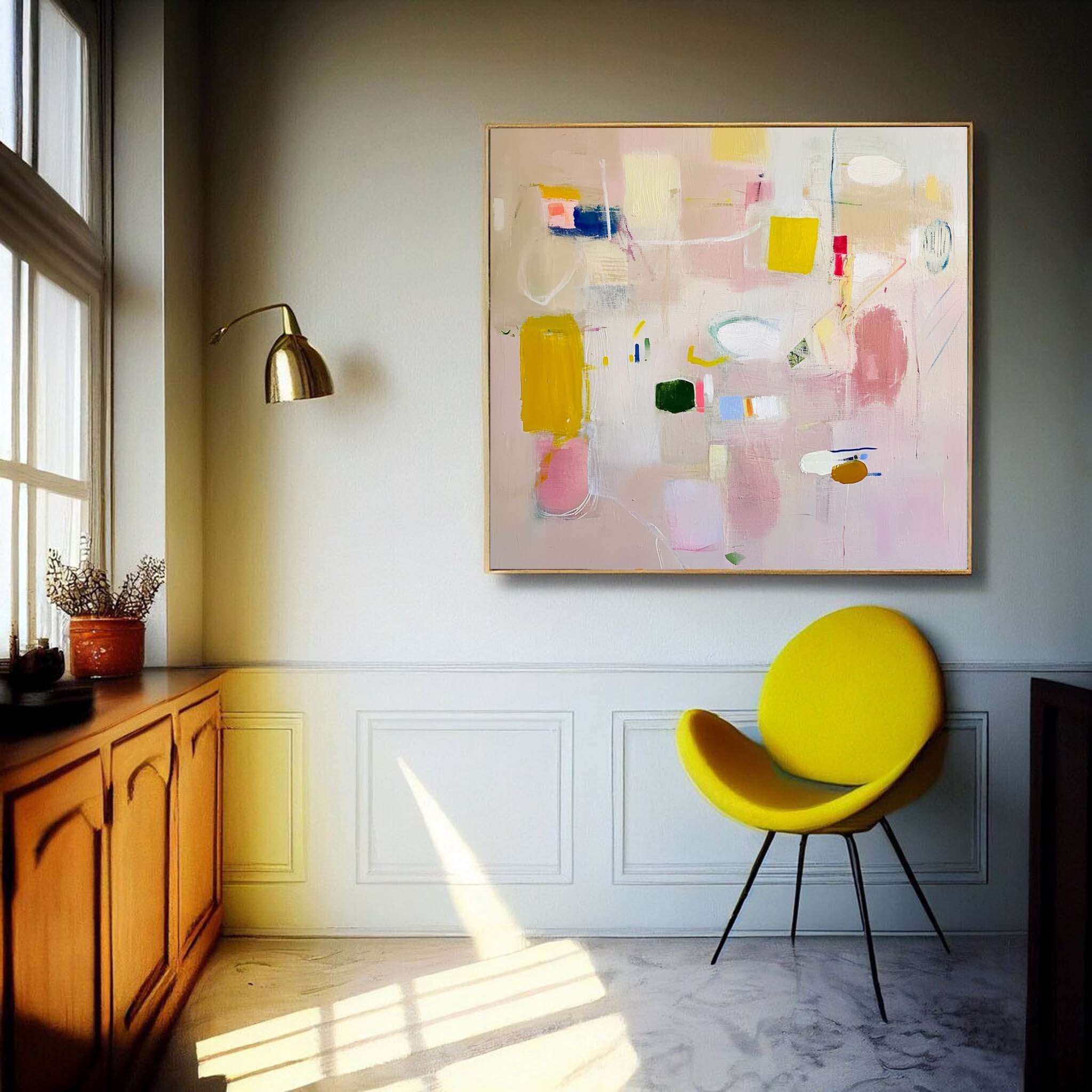 Bright Pink Abstract Painting Canvas Original Abstract Art For Sale Contemporary Cute New Painting Home Decor