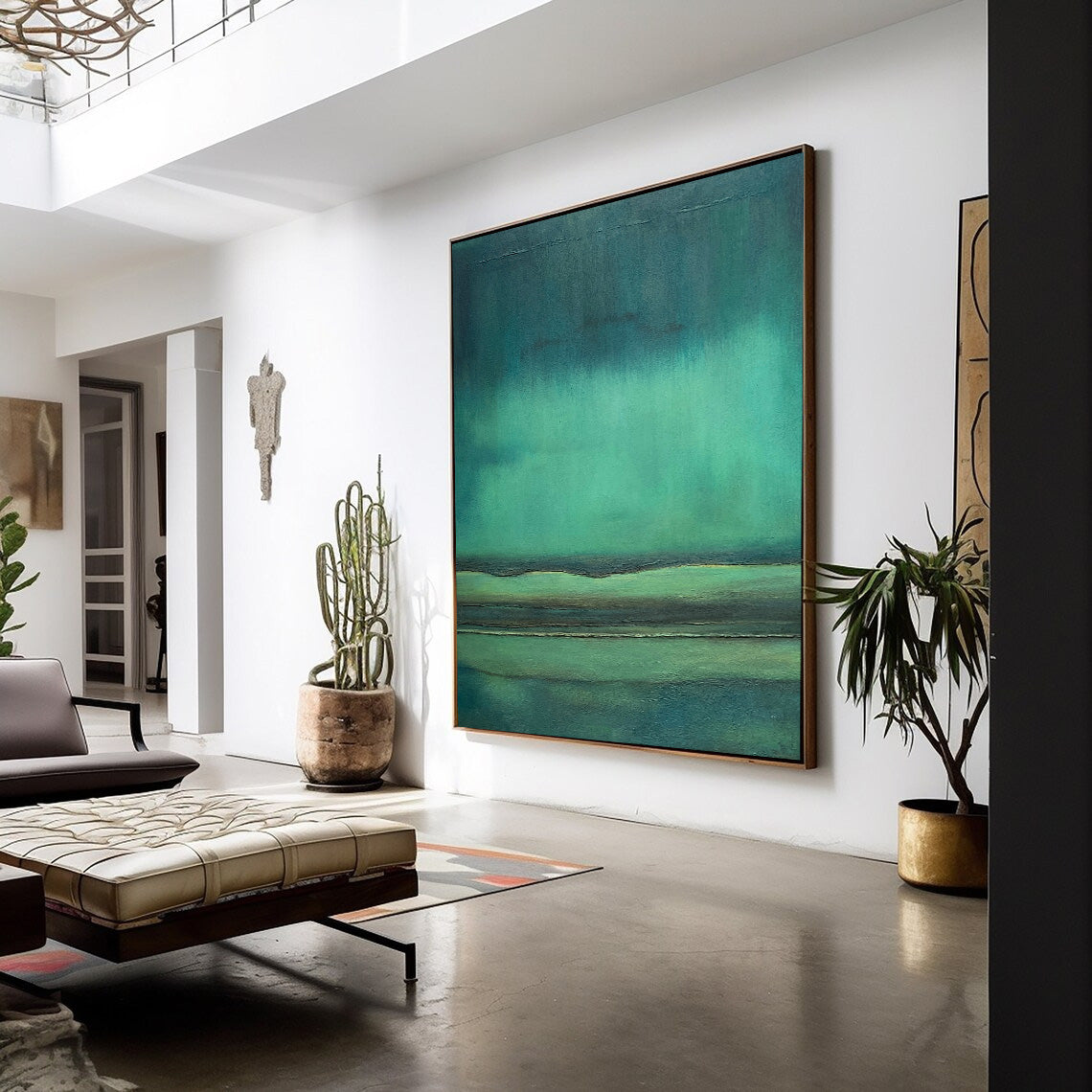 Green Large Abstract acrylic painting Texture Minimalist Oil Painting On Canvas Original Wall Art Home Decor