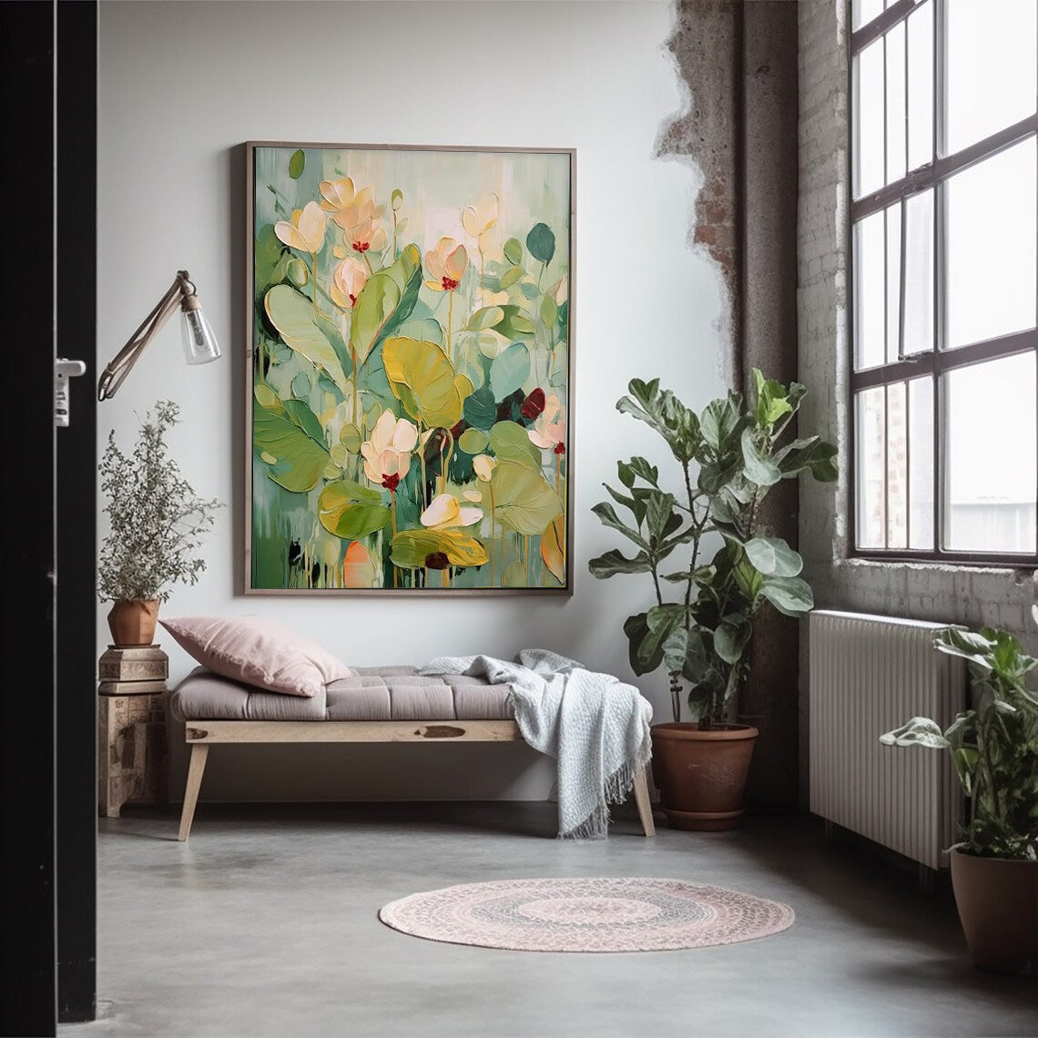 Extra Large Textured Abstract Flower Paintings Contemporary Floral Paintings Spring Painting Framed Floral Wall Art