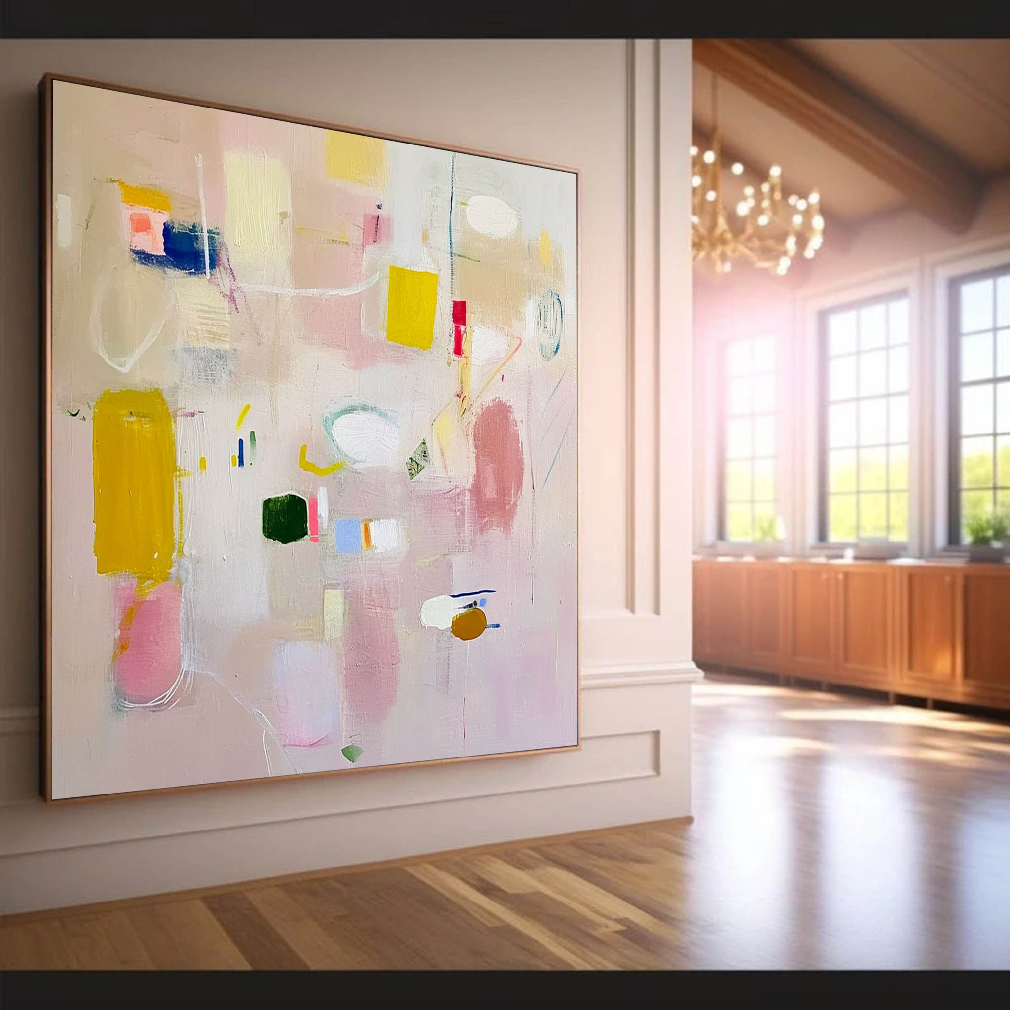 Bright Pink Abstract Painting Canvas Original Abstract Art For Sale Contemporary Cute New Painting Home Decor