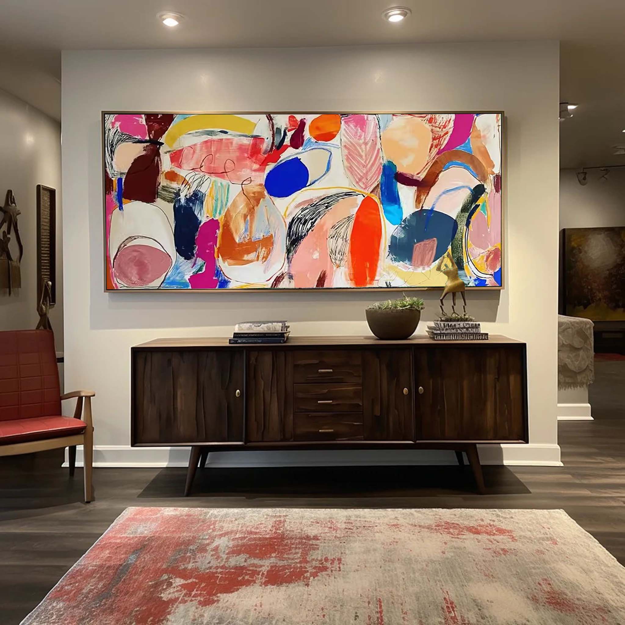 Colorful Abstract Large Painting On Canvas Contemporary Acrylic Painting Modern Wall Art Living Room