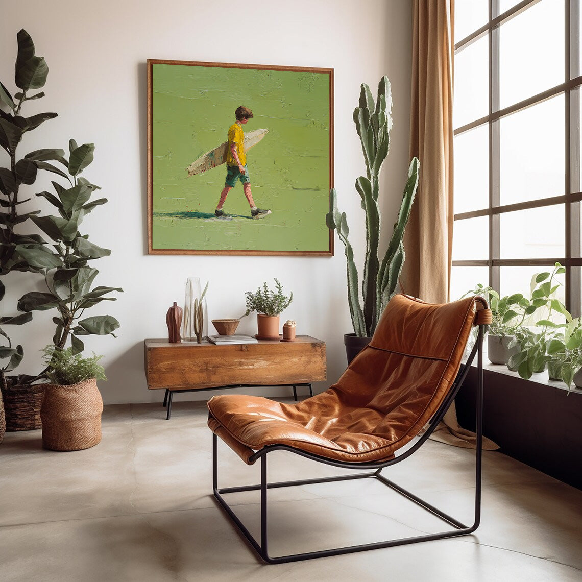 Minimalist Energetic Teenager Painting Abstract Vitality And Freshness Atmosphere Green Wall Art