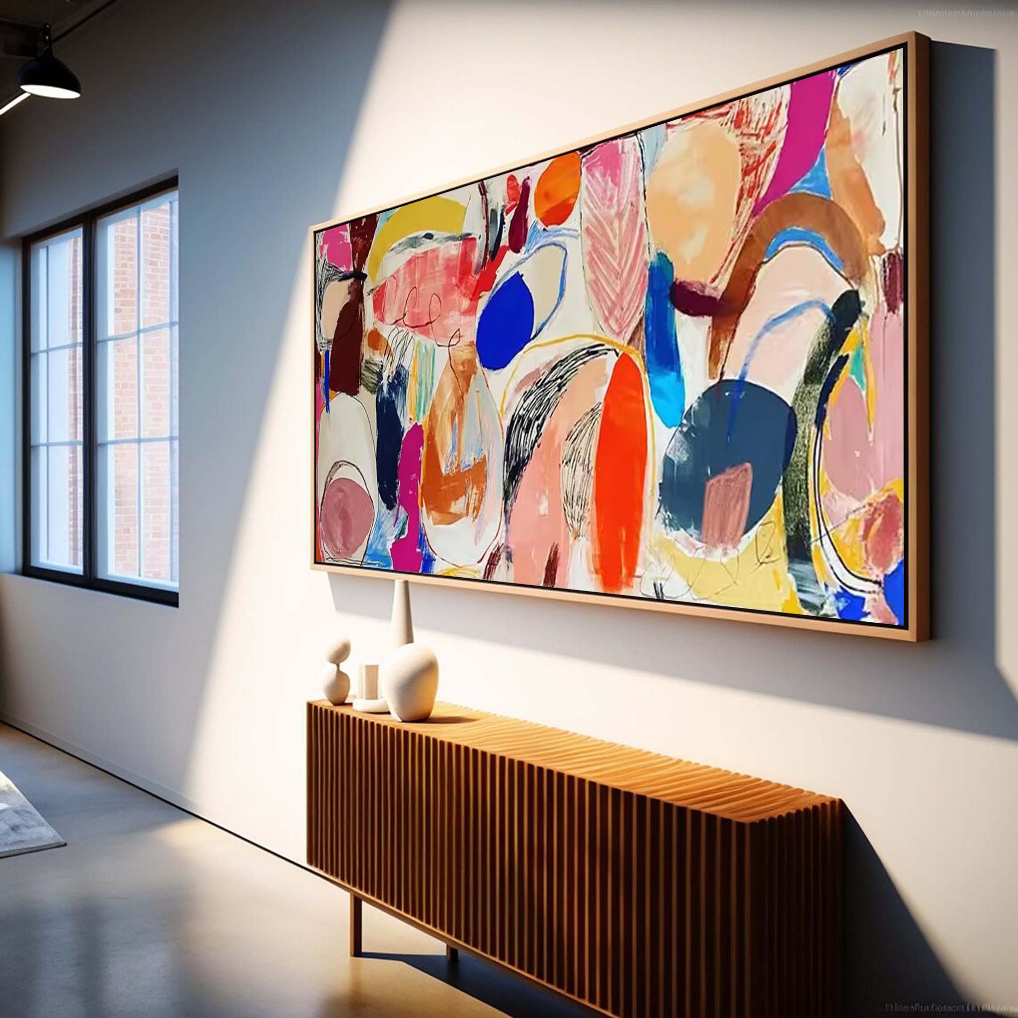Colorful Abstract Large Painting On Canvas Contemporary Acrylic Painting Modern Wall Art Living Room