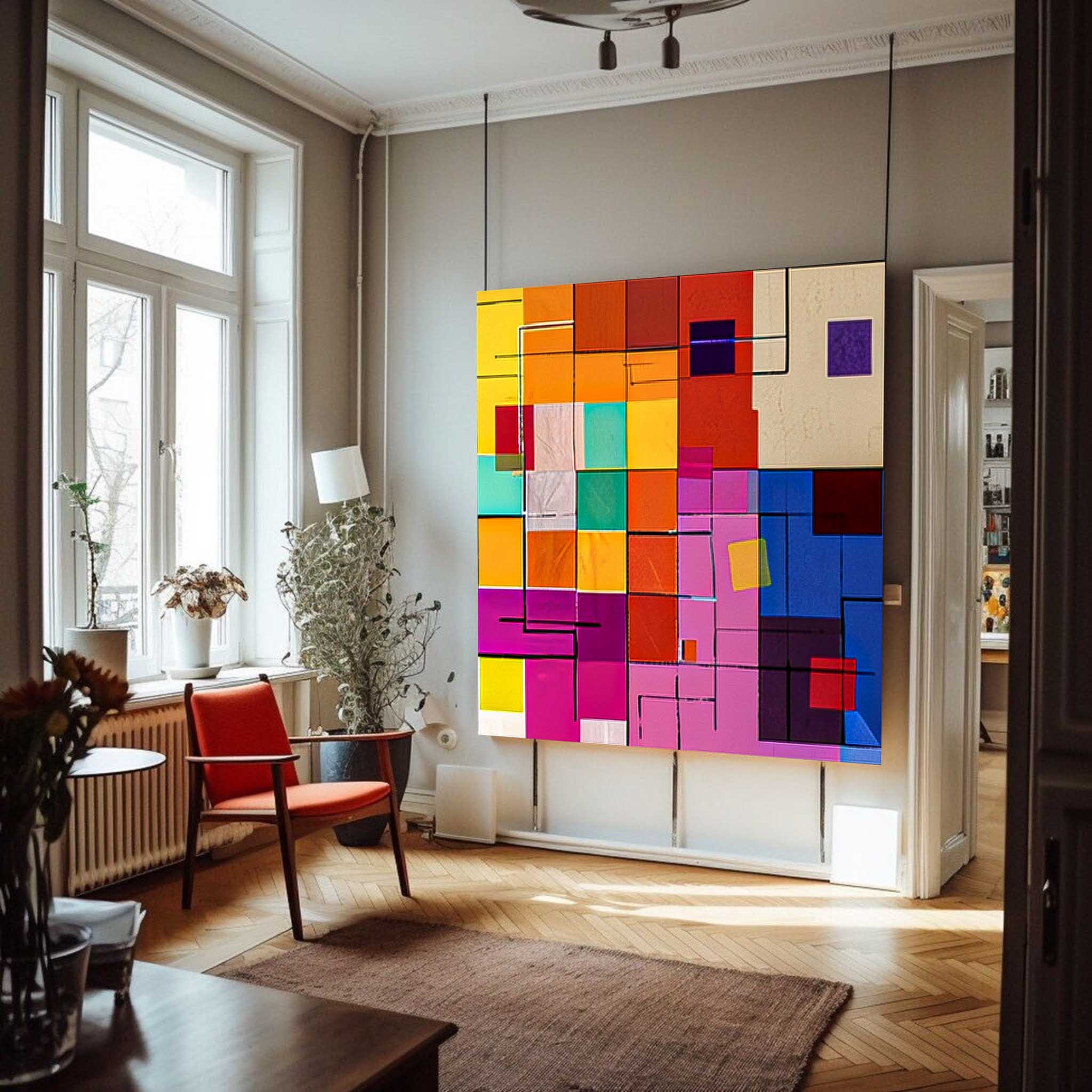 Geometry Square Wall Art Original Abstract Painting For Sale Colorful Painting Canvas For Living Room