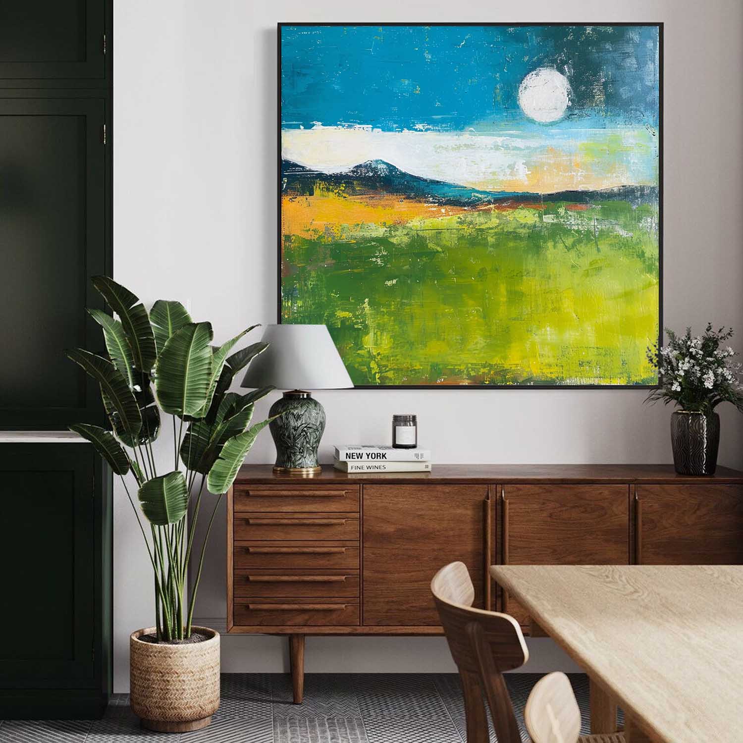 Large Abstract Oil Painting On Canvas Original Country Wall Art Modern Nature Farmhouse Art for Living Room