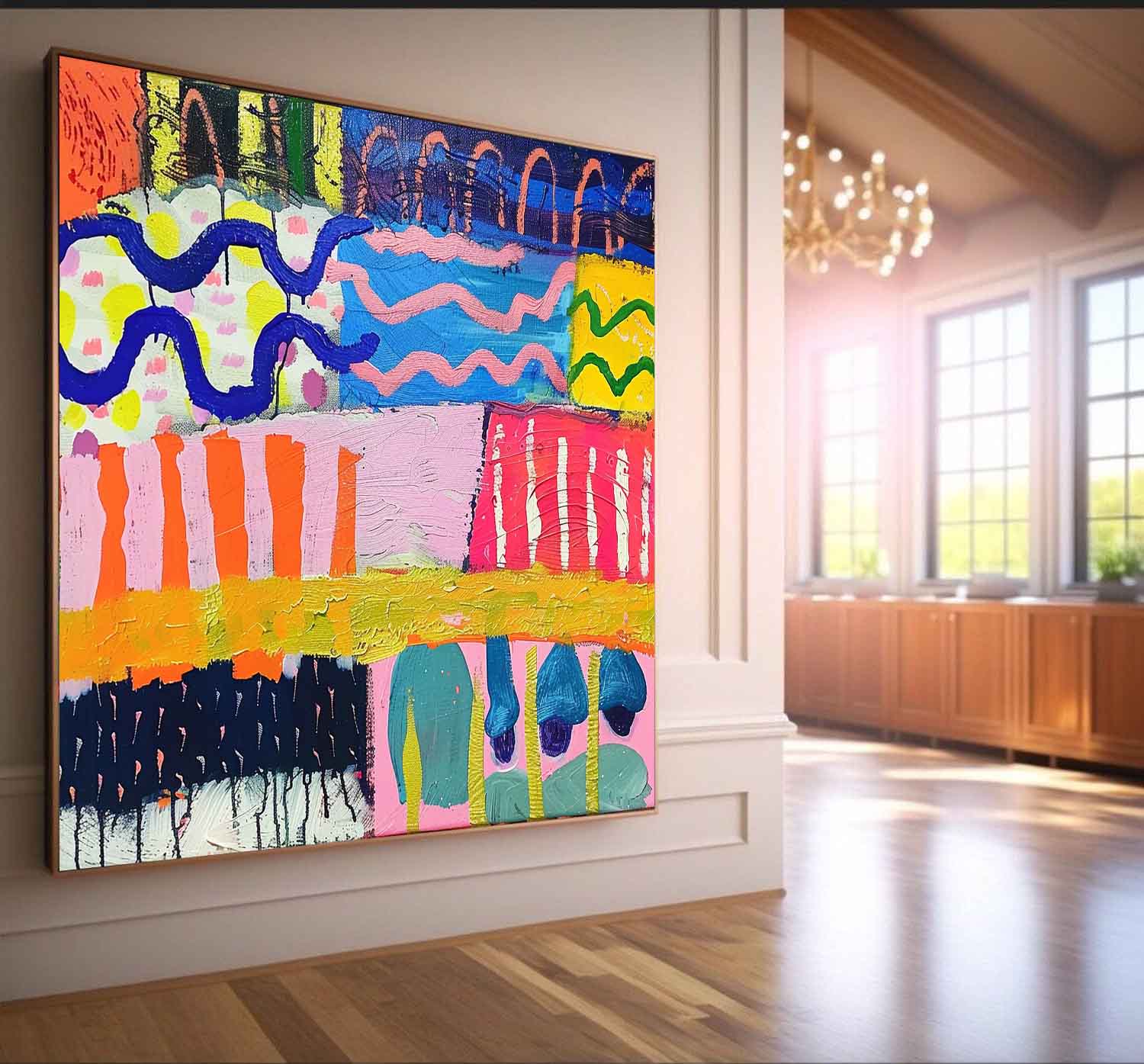 Modern Textured Artwork Colorful Original Hand-painted Canvas Wall Art Large Graffiti Abstract Oil Painting