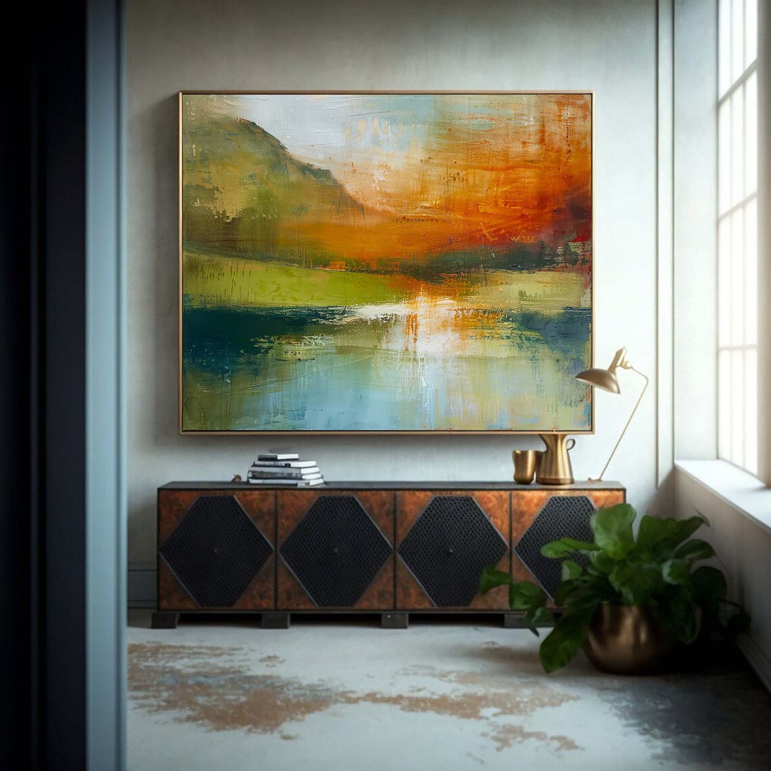 Original Scenery Painting Warm Color Abstract Landscape Oil Painting On Canvas For Living Room Wall Art Decor