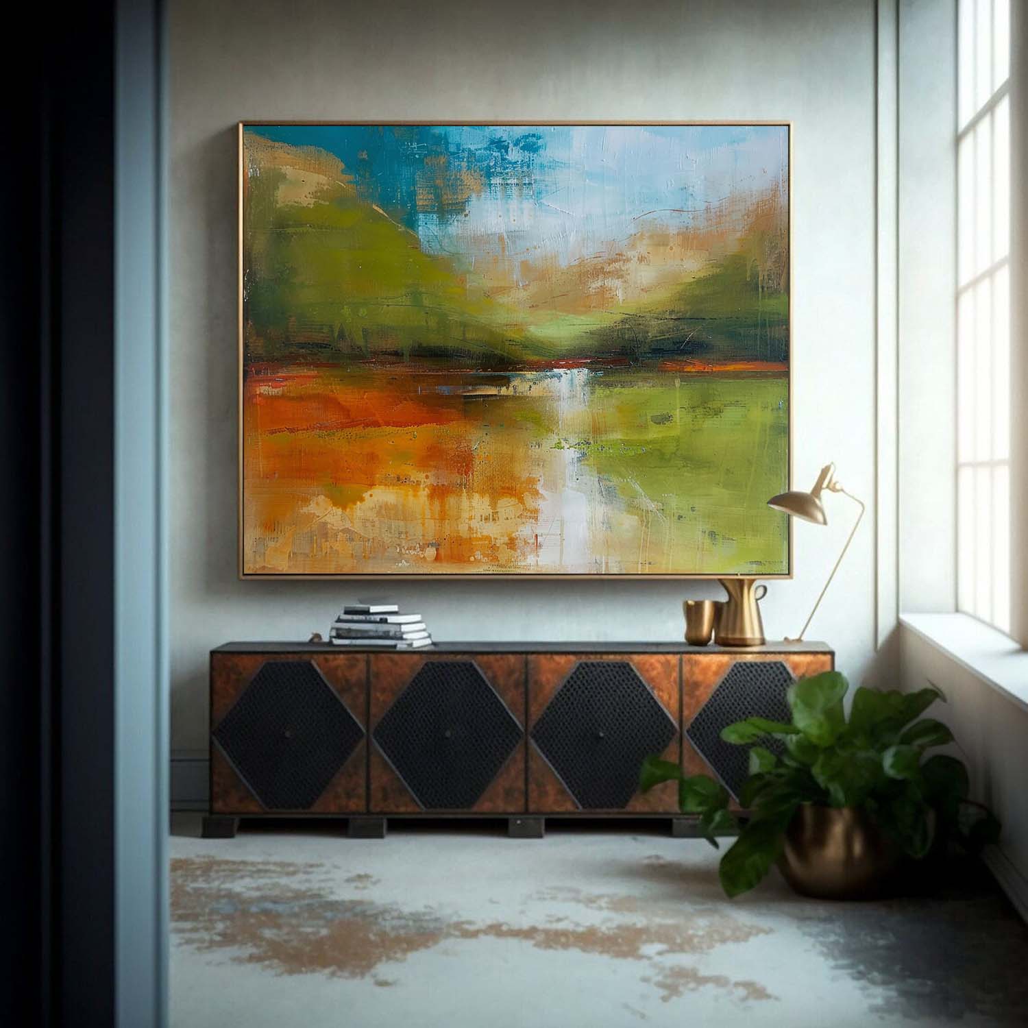 Warm Color Abstract Landscape Oil Painting On Canvas Original Scenery Painting For Living Room Wall Art Decor