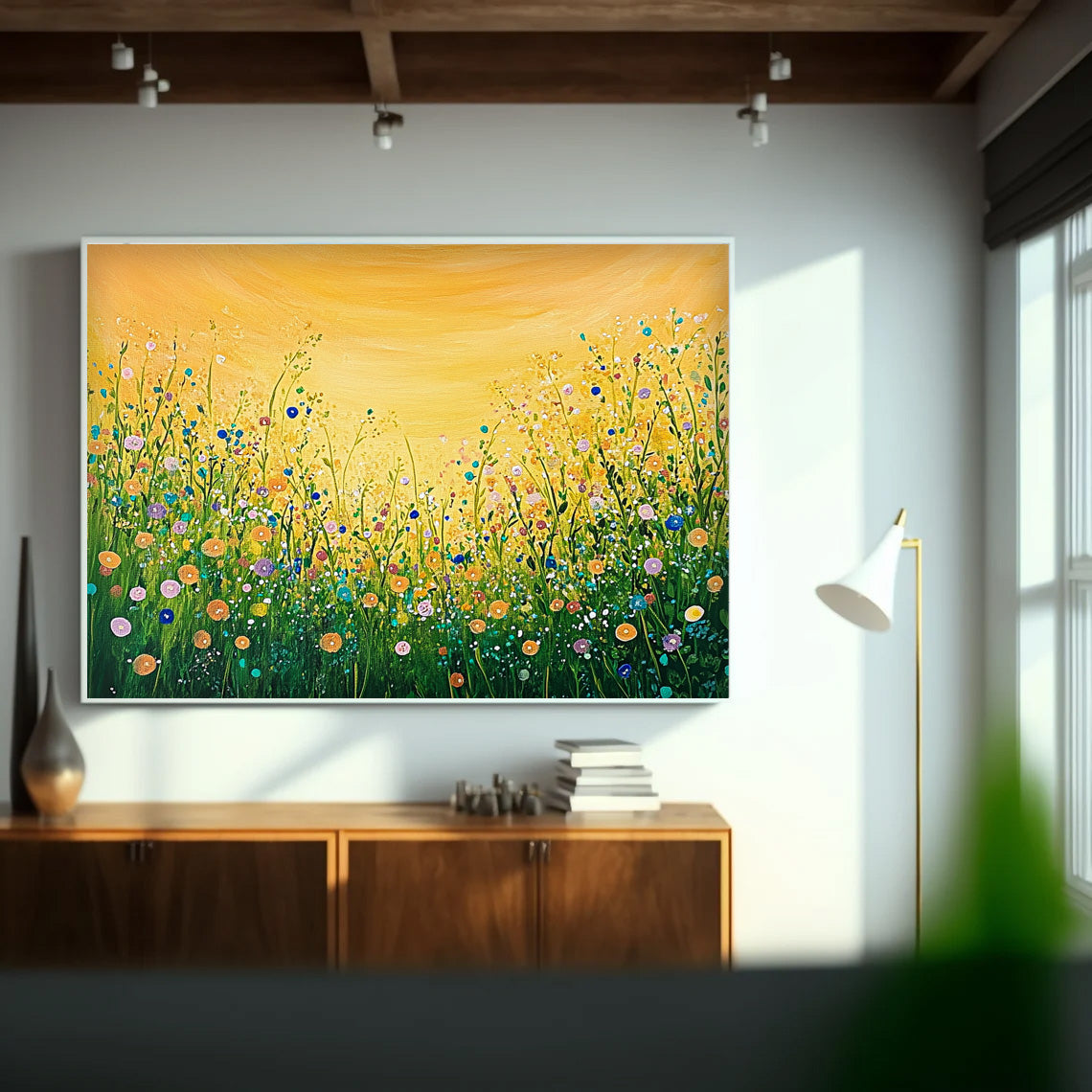Horizontal Flower Bush Beauty Texture Artwork Original Abstract Oil Painting On Canvas Home Decor Gift