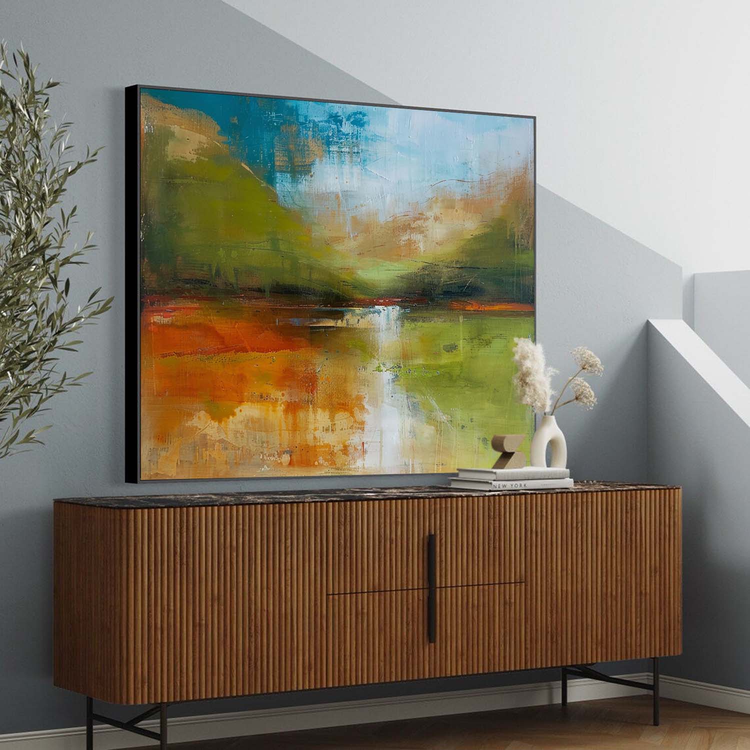 Warm Color Abstract Landscape Oil Painting On Canvas Original Scenery Painting For Living Room Wall Art Decor