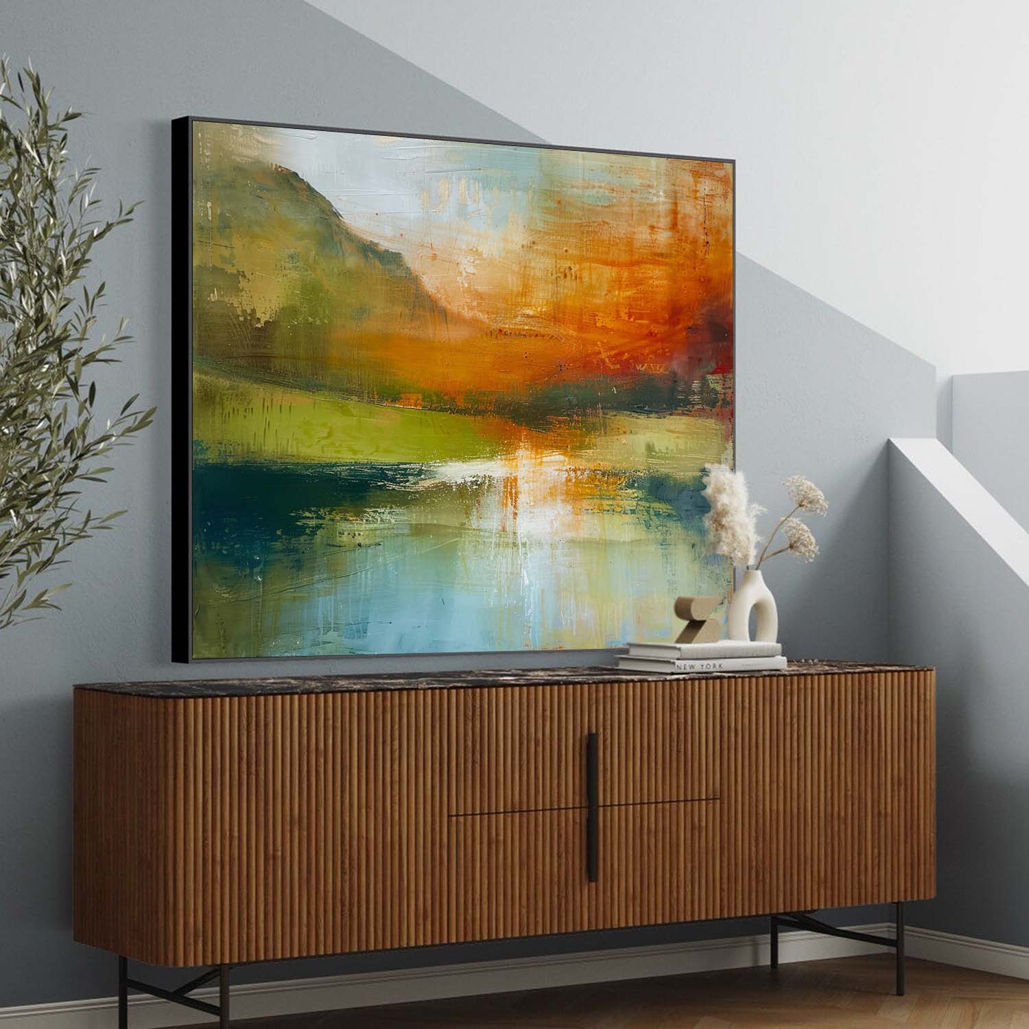 Original Scenery Painting Warm Color Abstract Landscape Oil Painting On Canvas For Living Room Wall Art Decor