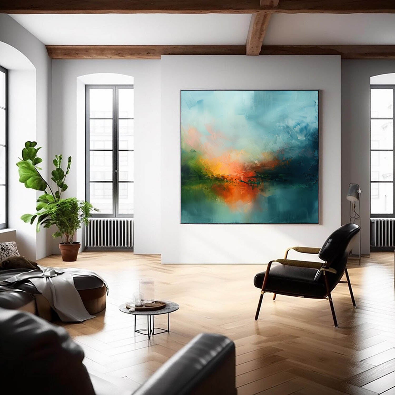 Large Abstract Oil Painting Canvas Modern Scenery Nature Art Original Warm Color Landscape Wall Art Home Decor